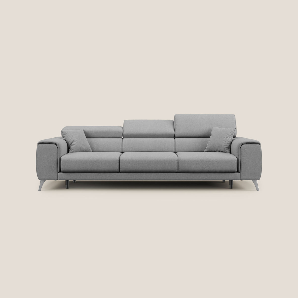 Fusion divano con 3 sedute allungabili in tessuto smacchiabile T05 grigio - divitt.sbs