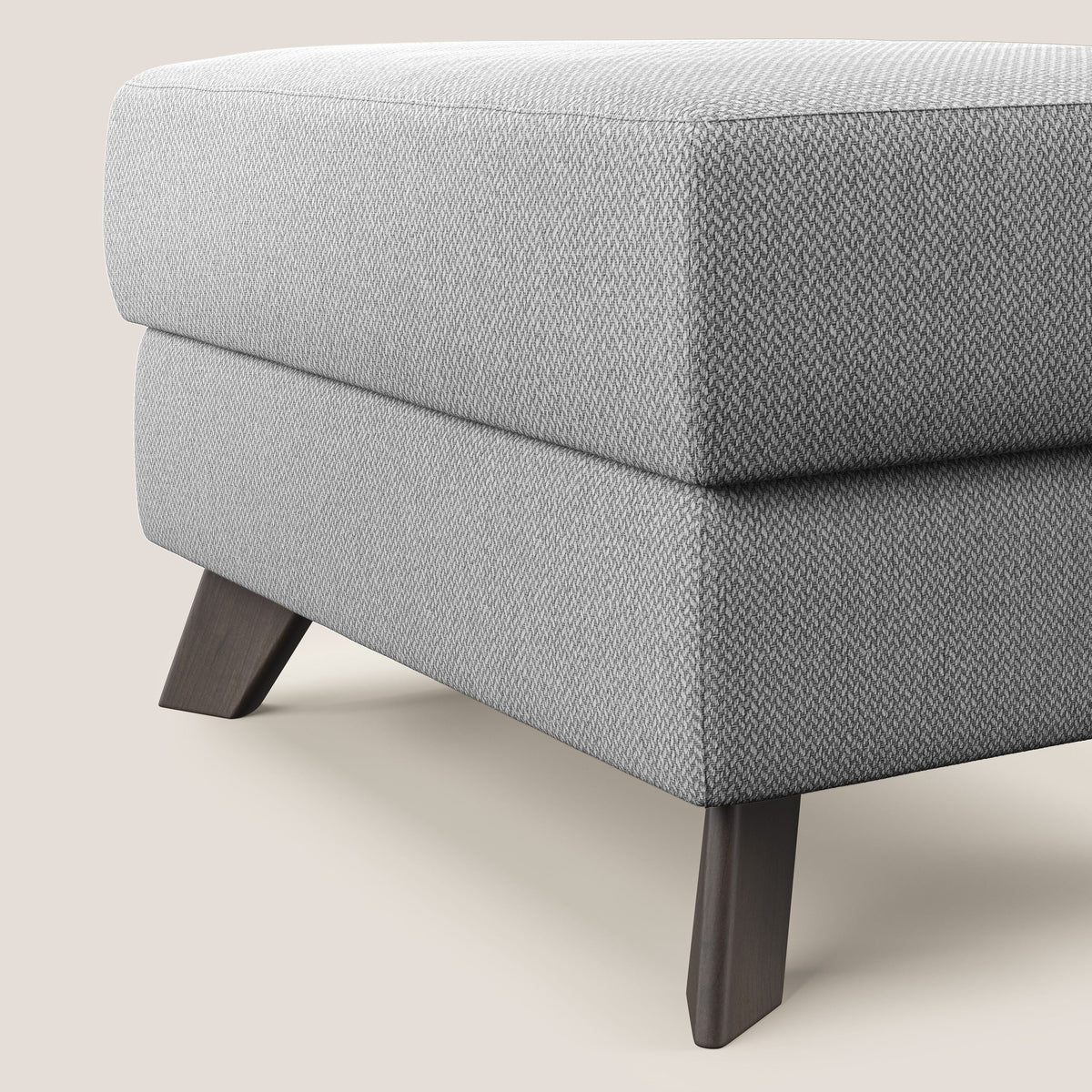 Moon Pouf contenitore e piedini alti in tessuto smacchiabile con acqua T05 grigio - divitt.sbs