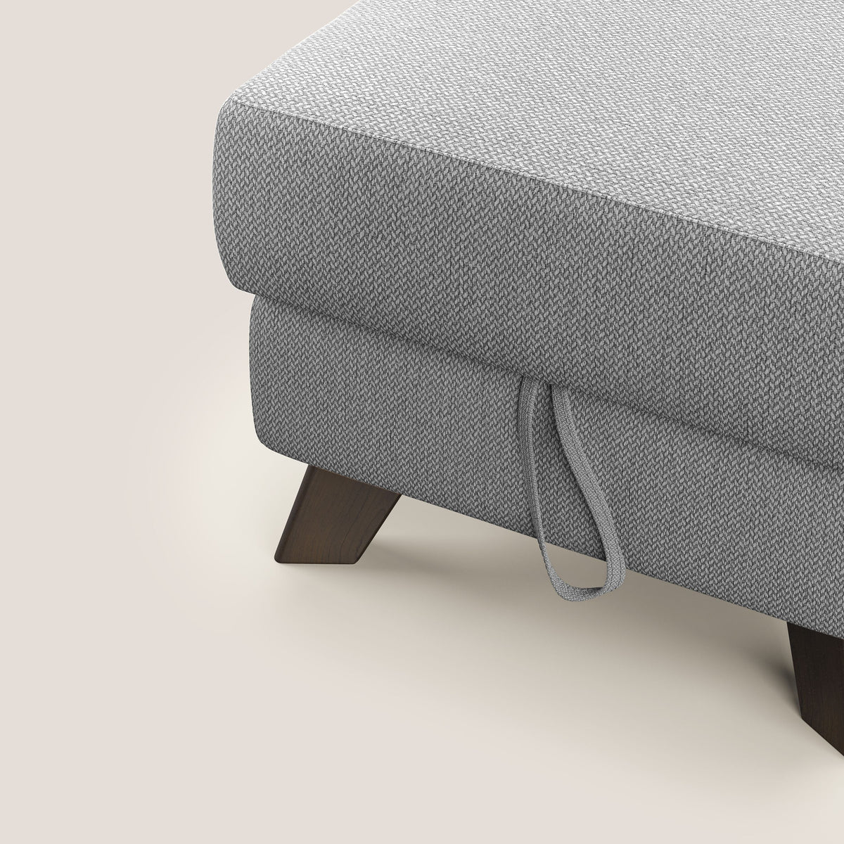 Moon Pouf contenitore e piedini alti in tessuto smacchiabile con acqua T05 grigio - divitt.sbs