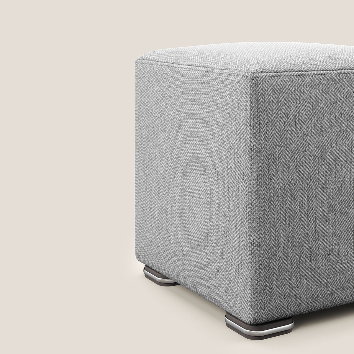 Cube pouf in tessuto morbido smacchiabile T05 grigio - divitt.sbs