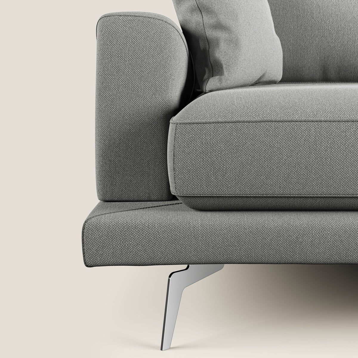Dorian divano moderno angolare con penisola in tessuto morbido antimacchia T05 grigio - divitt.sbs