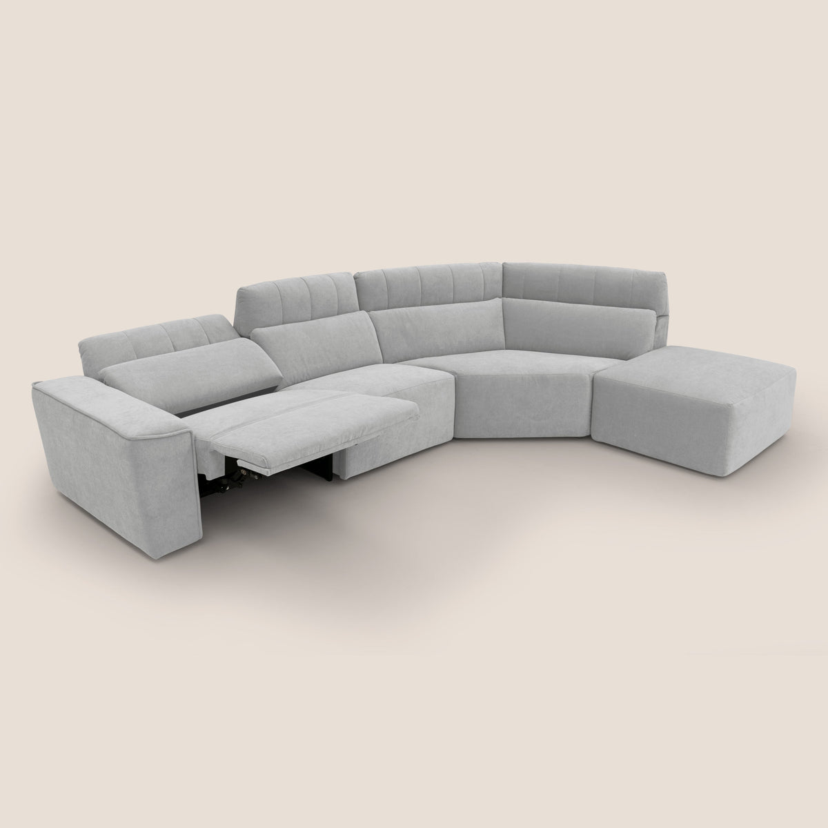 Clark Divano angolare con opzione relax elettrico in tessuto smacchiabile impermeabile T17 grigio - divitt.sbs
