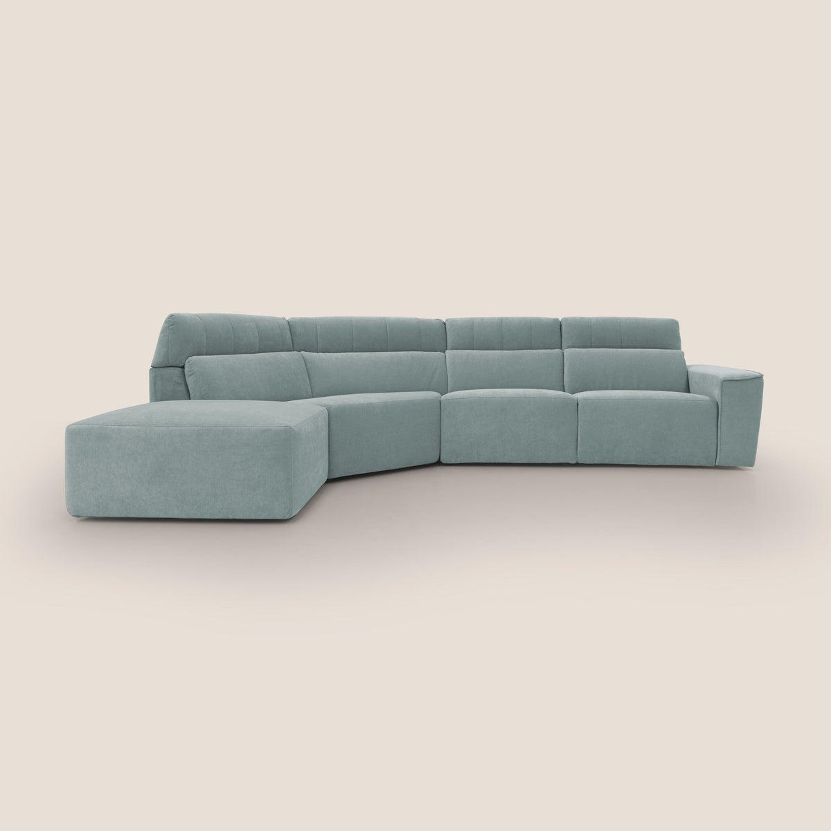 Clark Divano angolare con opzione relax elettrico in tessuto smacchiabile impermeabile T17 verde acqua - divitt.sbs
