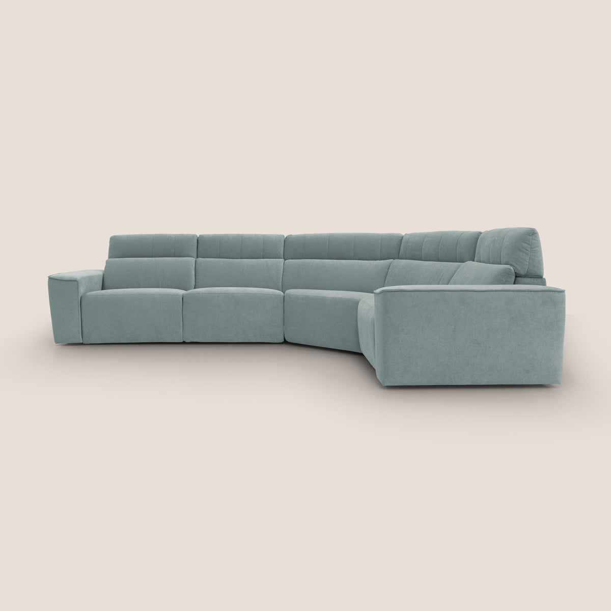 Clark Divano modulare angolare REVERSIBILE con opzione relax elettrico in tessuto smacchiabile impermeabile T17 verde acqua - divitt.sbs