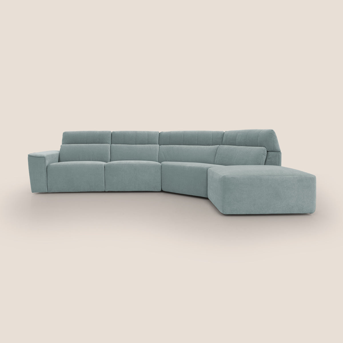 Clark Divano angolare con opzione relax elettrico in tessuto smacchiabile impermeabile T17 verde acqua - divitt.sbs