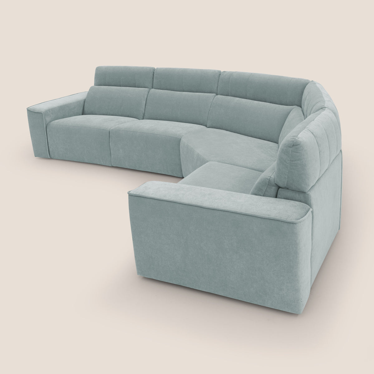 Clark Divano modulare angolare REVERSIBILE con opzione relax elettrico in tessuto smacchiabile impermeabile T17 verde acqua - divitt.sbs