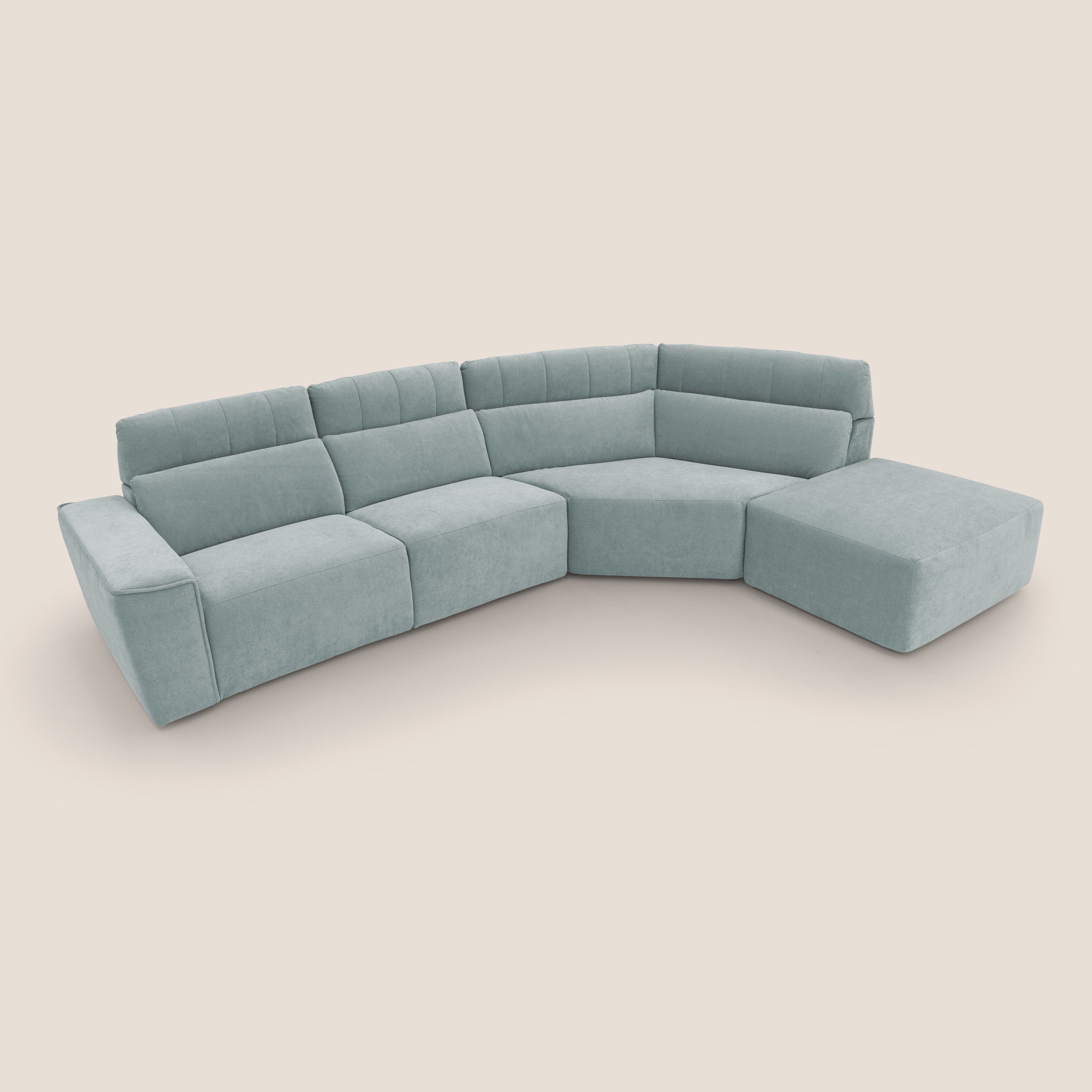 Clark Divano angolare con opzione relax elettrico in tessuto smacchiabile impermeabile T17 verde acqua - divitt.sbs