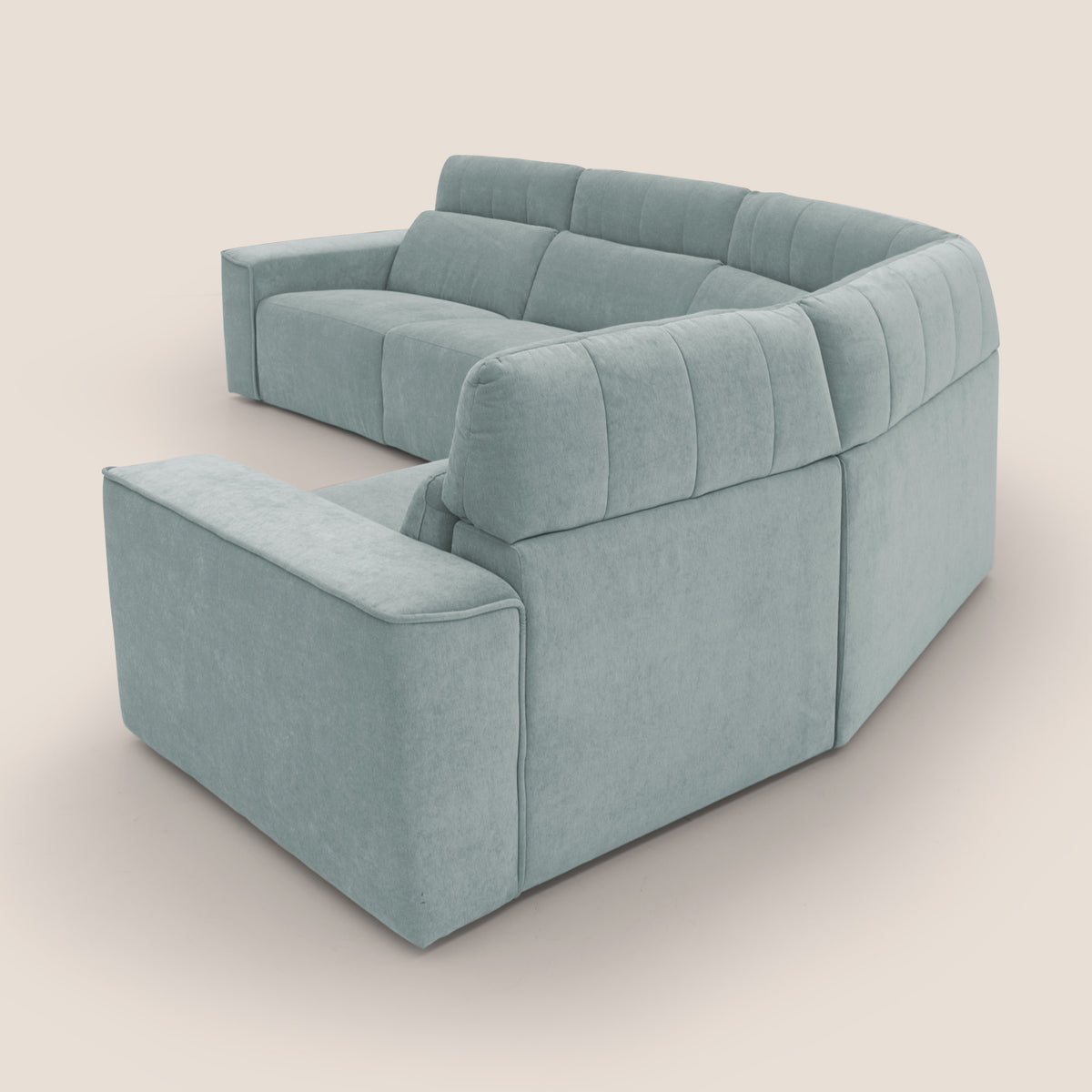 Clark Divano modulare angolare REVERSIBILE con opzione relax elettrico in tessuto smacchiabile impermeabile T17 verde acqua - divitt.sbs