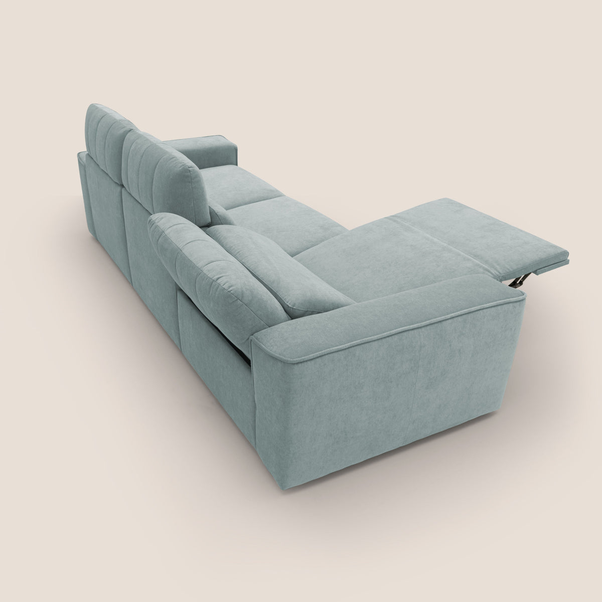 Clark Divano modulare 3 sedute con opzione relax elettrico in tessuto smacchiabile impermeabile T17 verde acqua - divitt.sbs