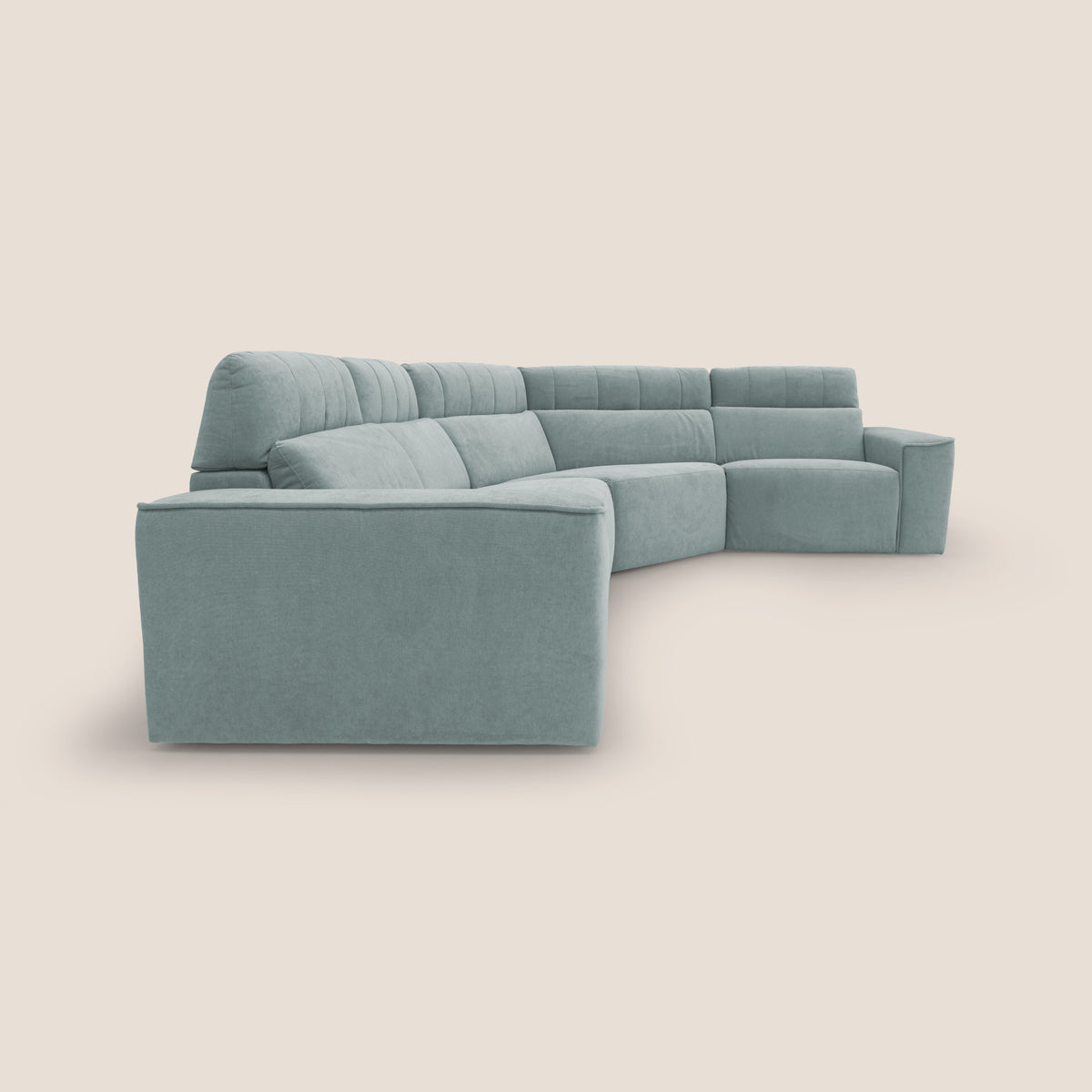 Clark Divano modulare angolare REVERSIBILE con opzione relax elettrico in tessuto smacchiabile impermeabile T17 verde acqua - divitt.sbs