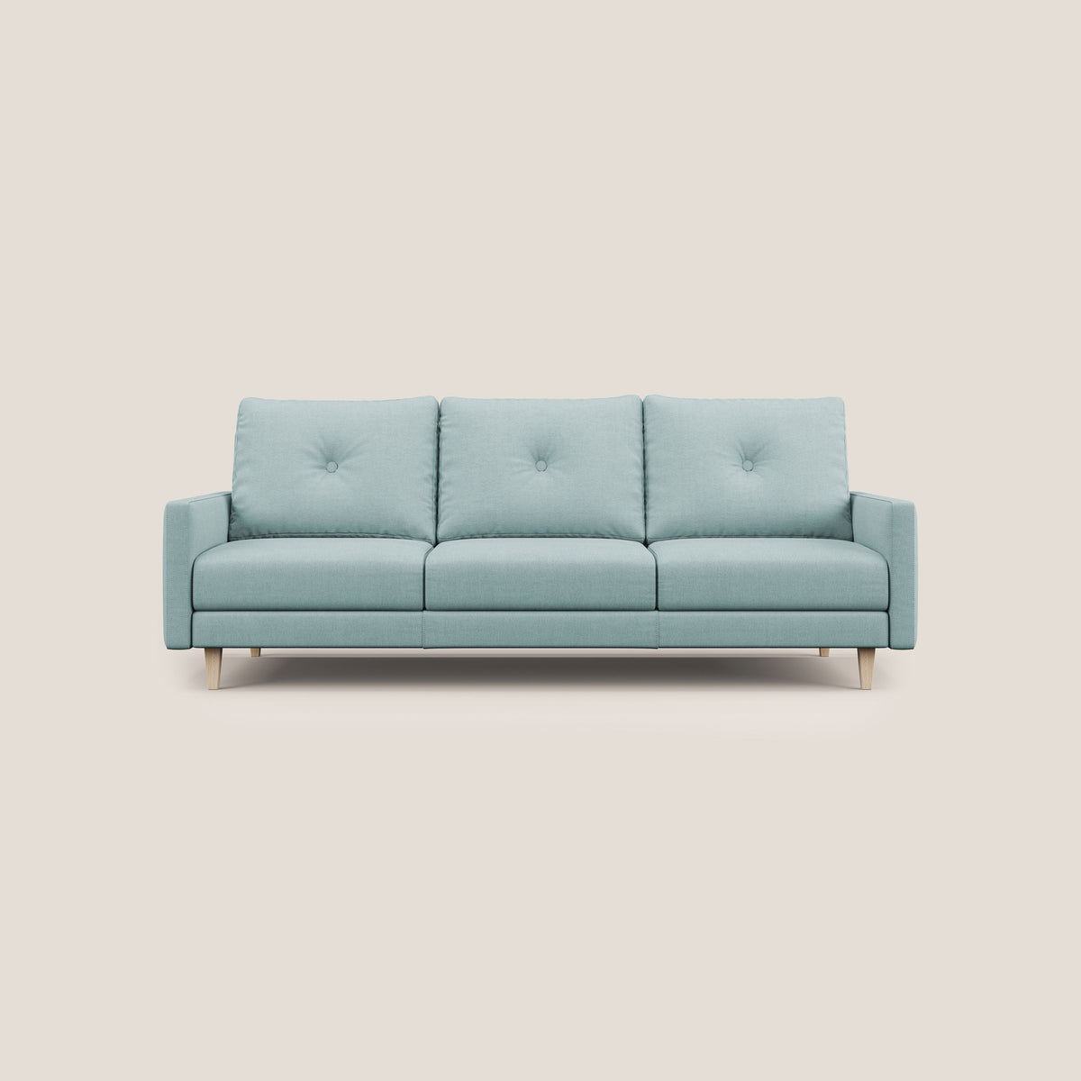 Matisse divano a 3 sedute allungabili e schienali in piuma d'oca in tessuto smacchiabile T17 verde acqua - divitt.sbs
