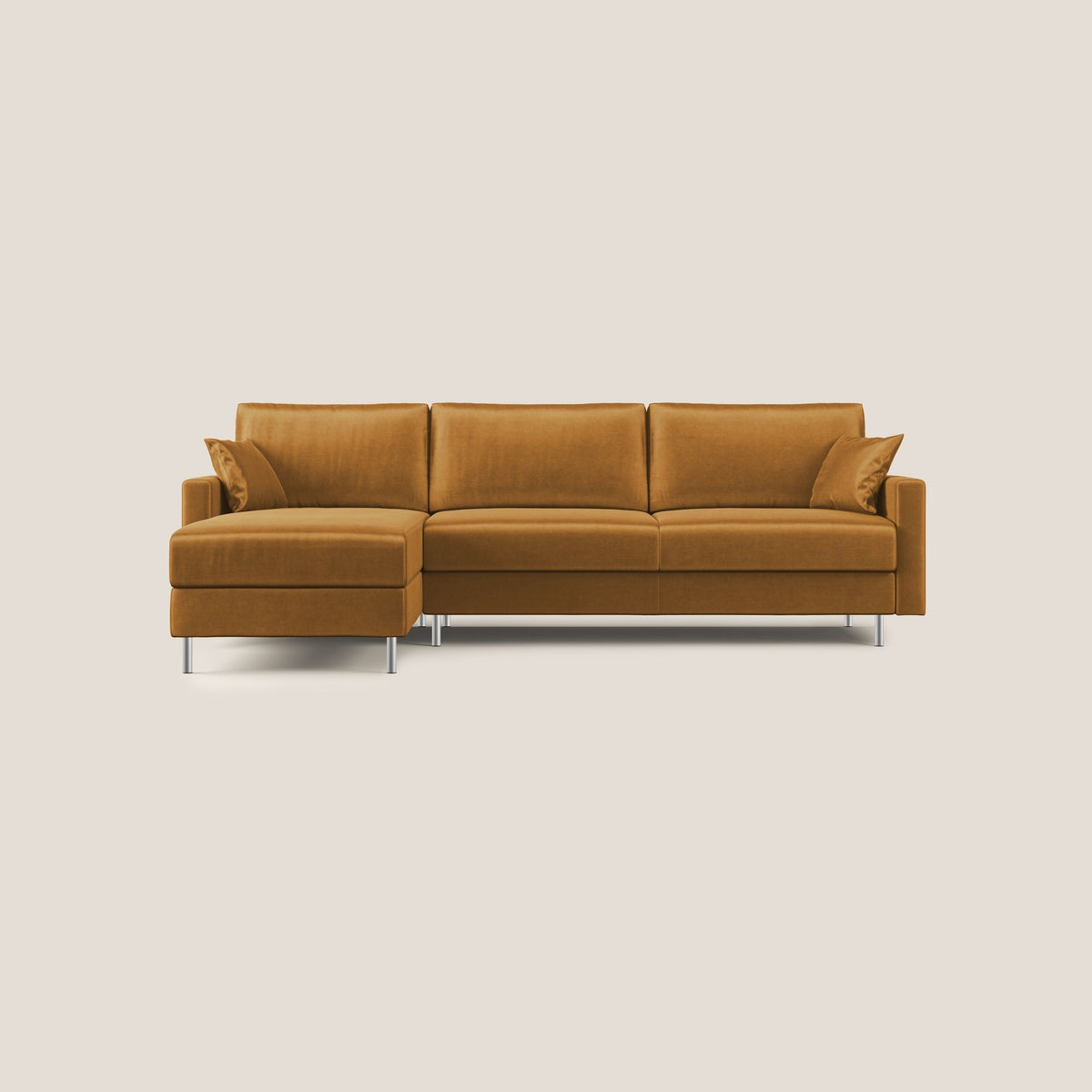 Andromeda divano letto angolare in velluto morbido impermeabile T01 oro - divitt.sbs