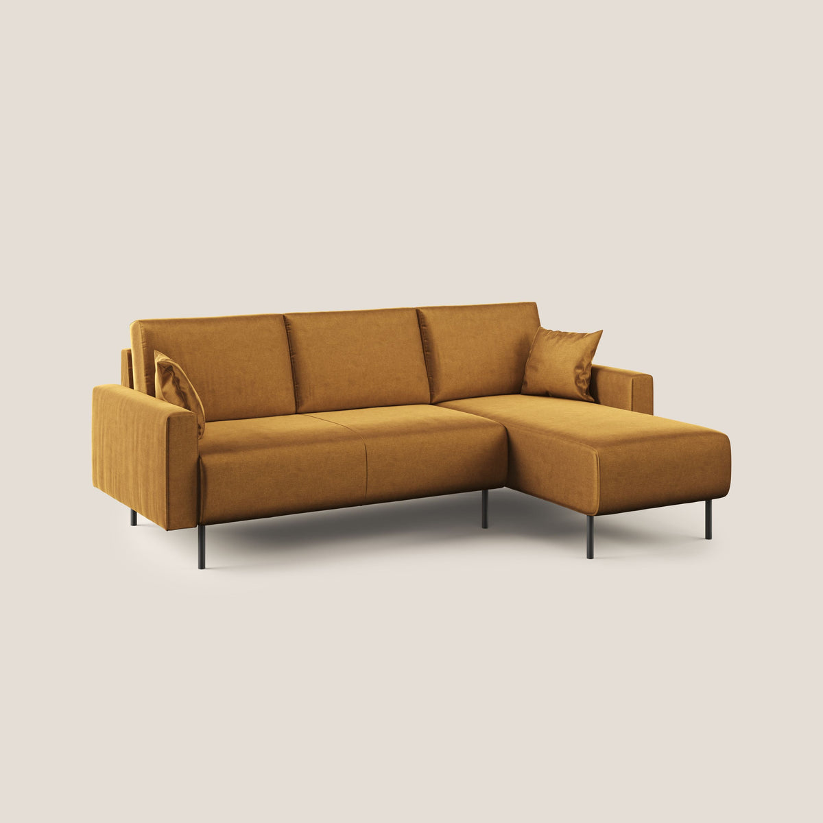 Arthur divano moderno angolare in velluto morbido impermeabile T01 oro - divitt.sbs