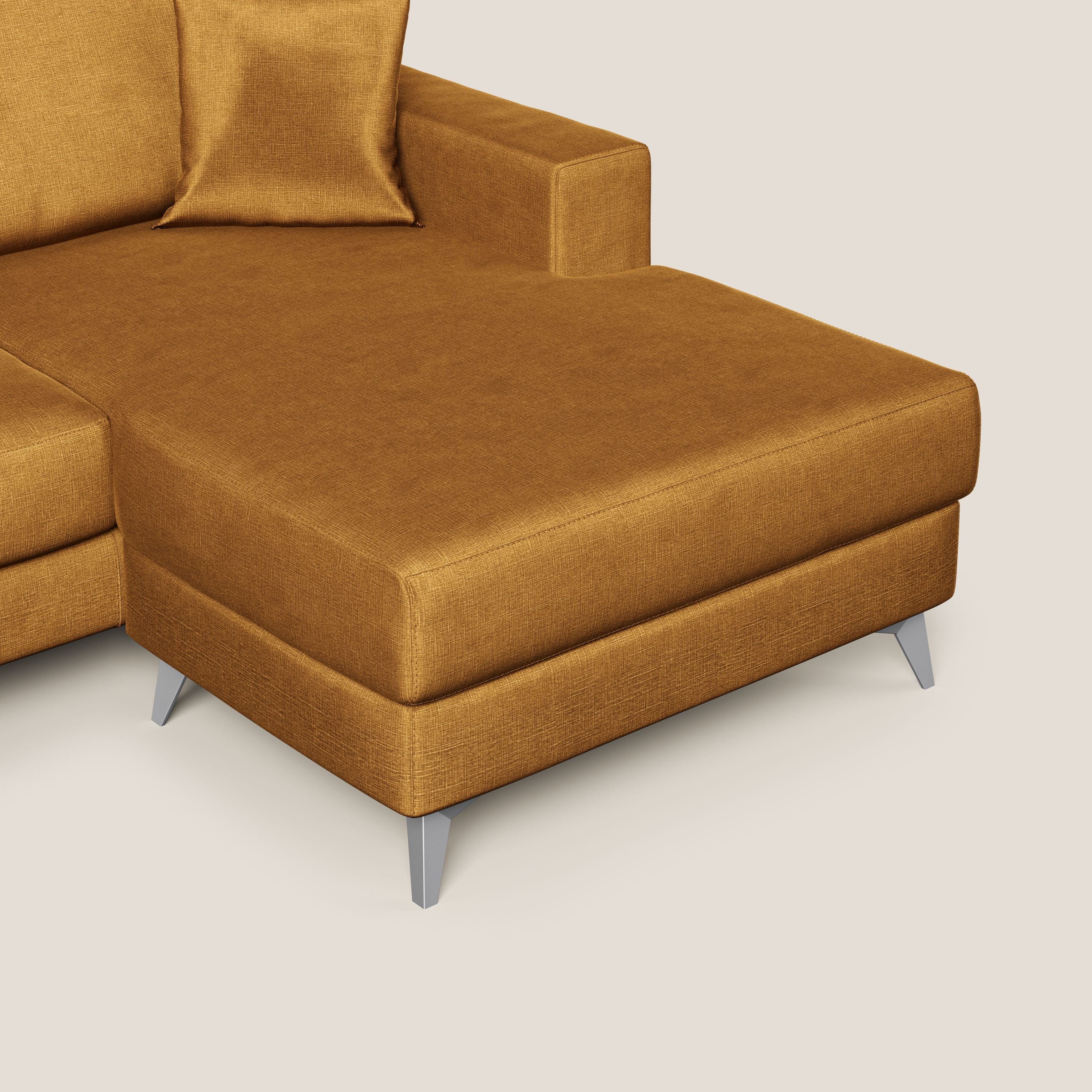 Michael divano moderno angolare con penisola in morbido velluto impermeabile T01 oro - divitt.sbs
