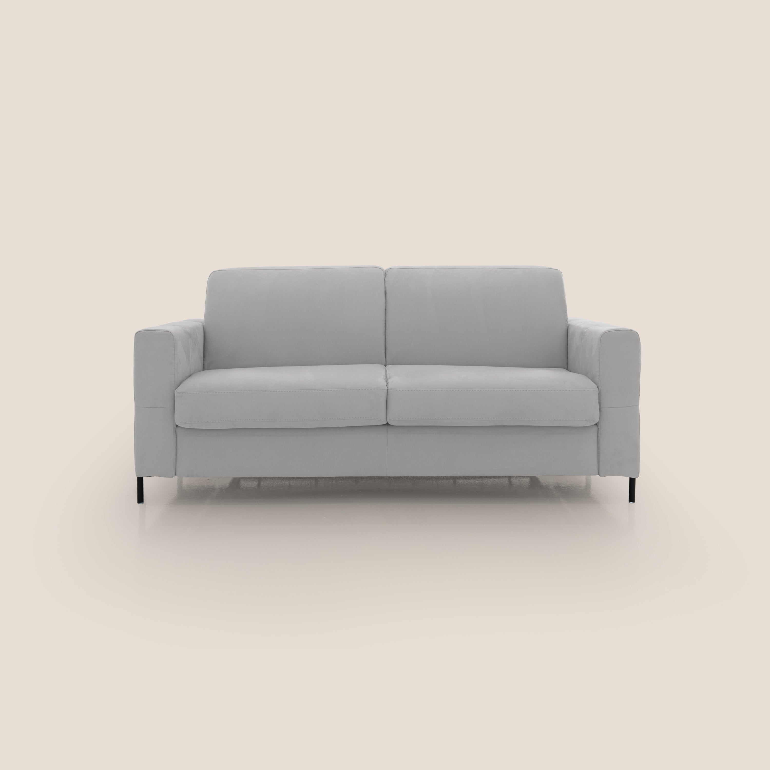 Ortensia divano letto materasso H18 cm con piedi alti in elegante microfibra smacchiabile T11 grigio chiaro - divitt.sbs