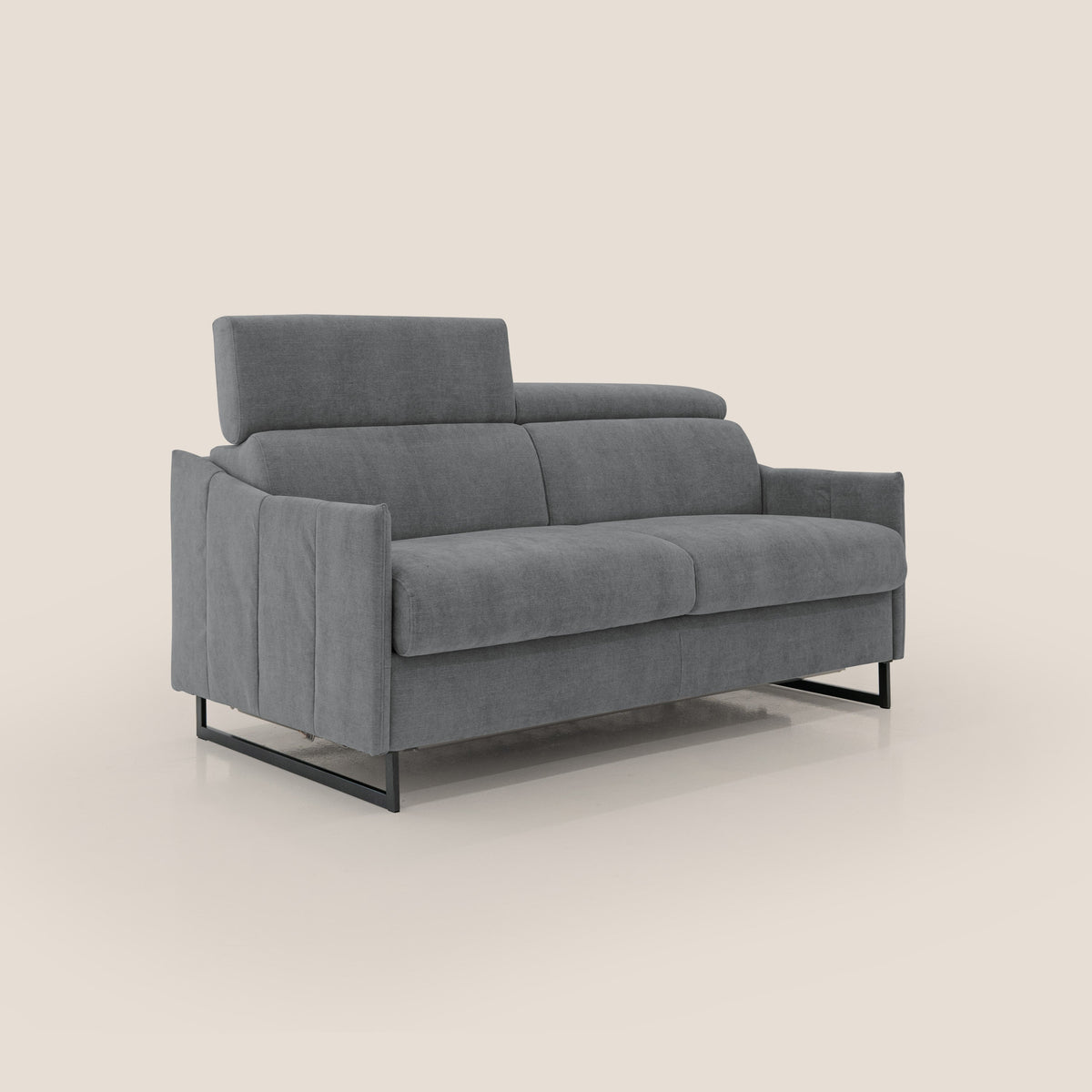 Loto divano letto salvaspazio materasso H18 cm con piedi alti in morbido tessuto impermeabile T14 grigio - divitt.sbs