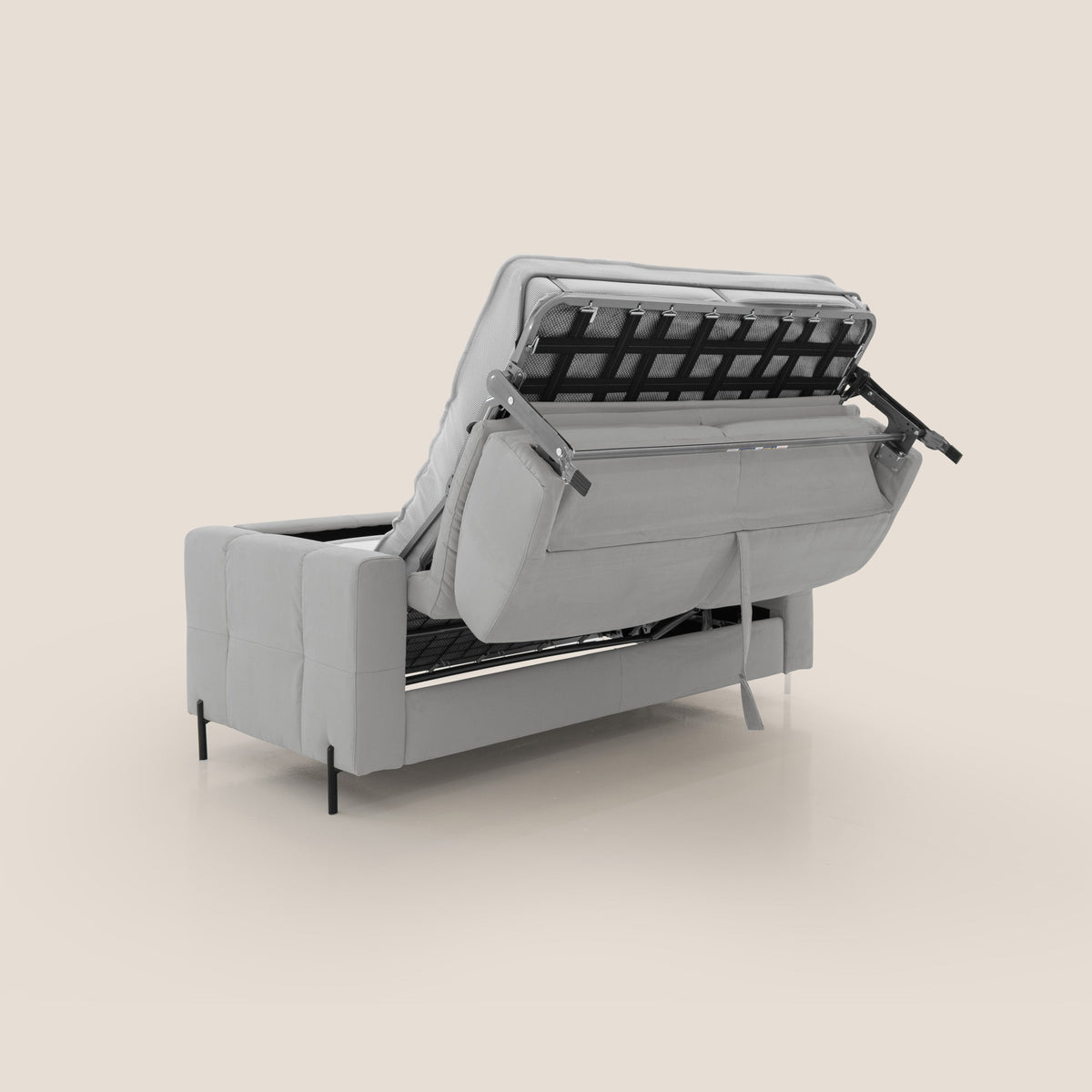 Ortensia divano letto materasso H18 cm con piedi alti in elegante microfibra smacchiabile T11 grigio chiaro - divitt.sbs