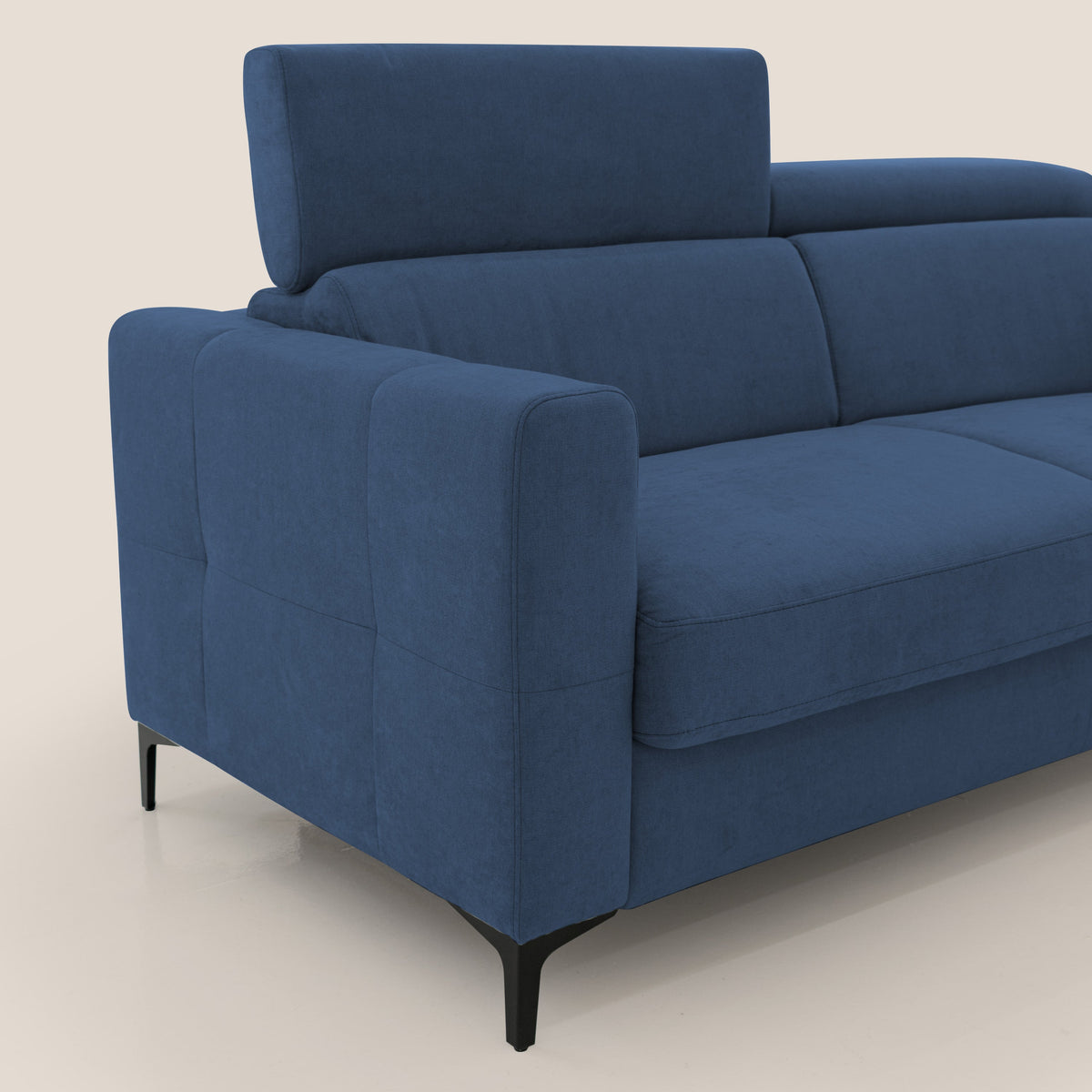 Gardenia divano letto materasso alto 18 cm con poggiatesta reclinabili e rivestimento impermeabile T02 blu - divitt.sbs