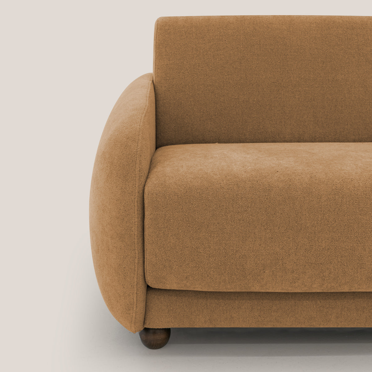 Giglio divano letto scandinavo japandi con materasso H18 cm in tessuto Bouclé impermeabile T07 arancio - divitt.sbs