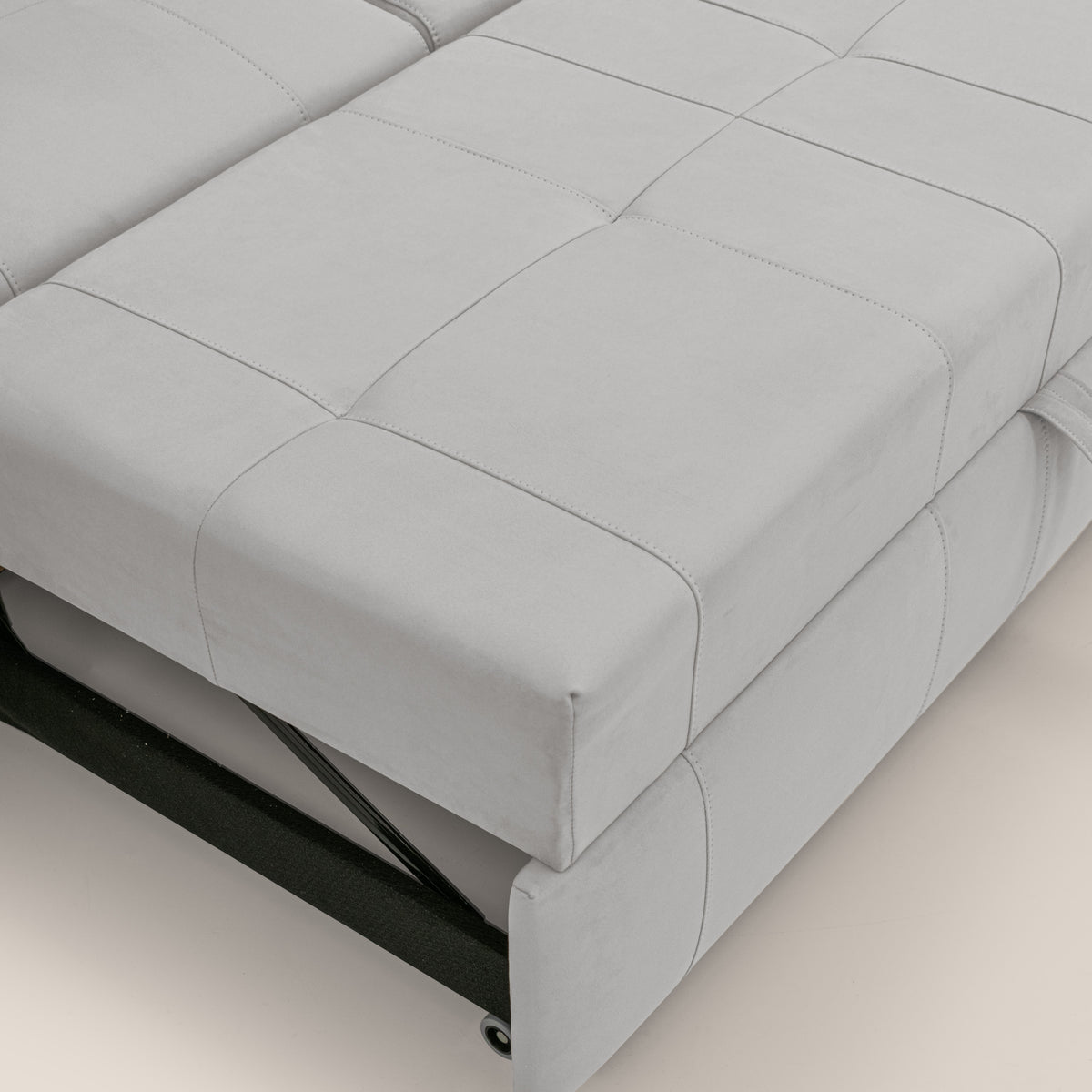 Kronos Divano angolare con pouf estraibile e penisola contenitore in microfibra impermeabile T11 grigio chiaro - divitt.sbs