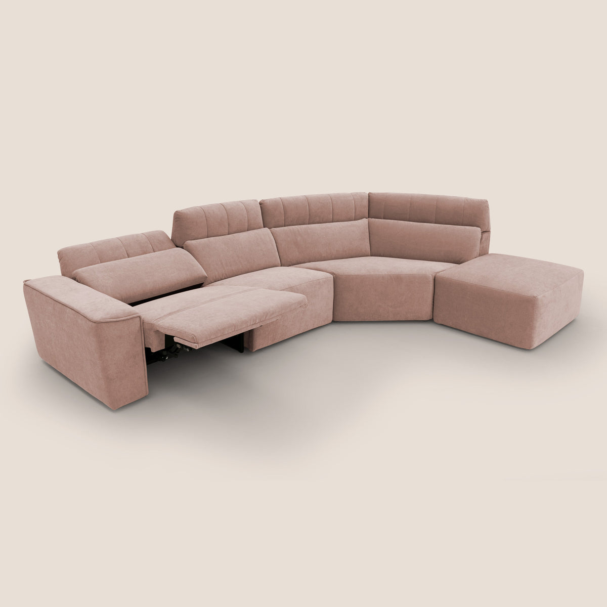 Clark Divano angolare con opzione relax elettrico in tessuto smacchiabile impermeabile T17 rosa - divitt.sbs