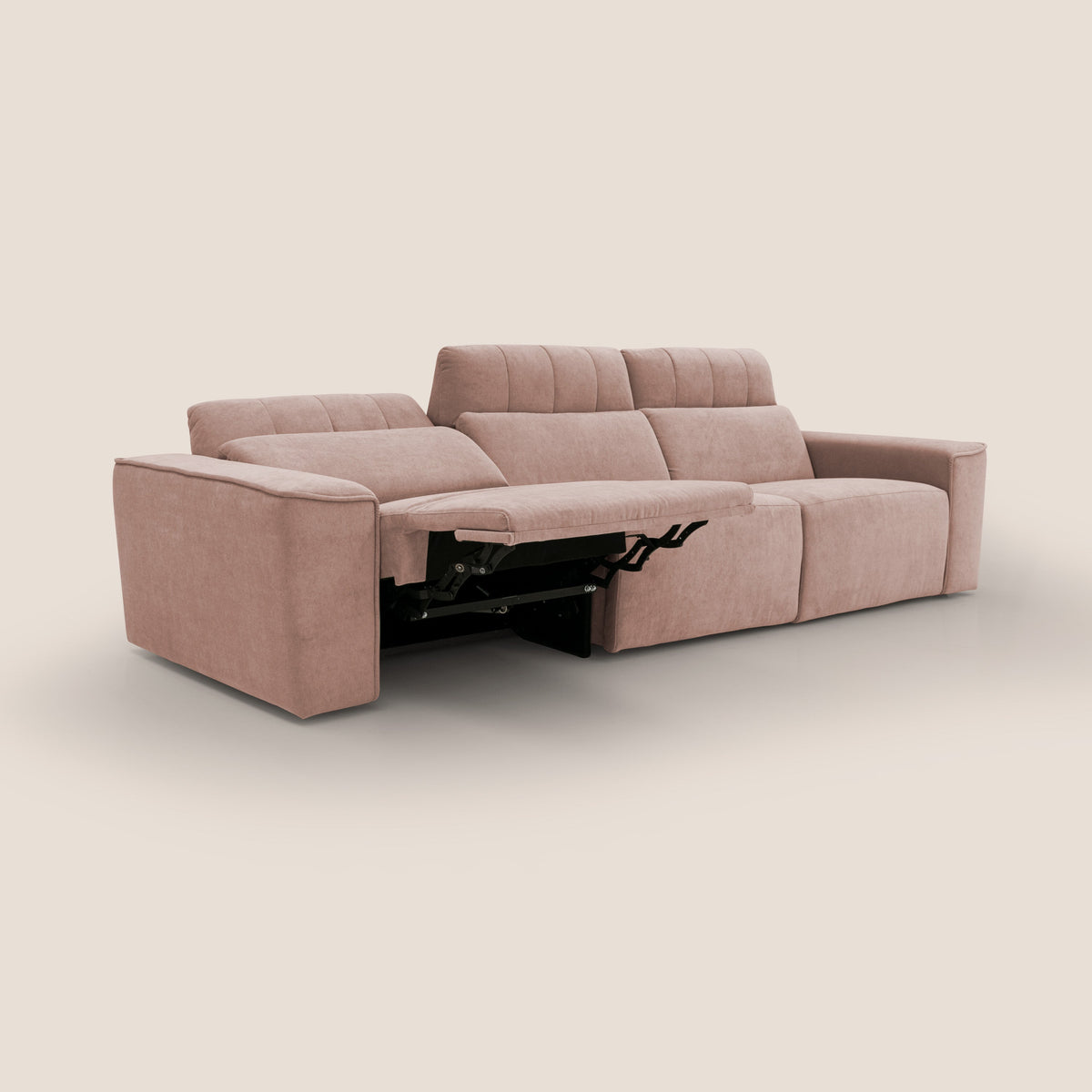Clark Divano modulare 3 sedute con opzione relax elettrico in tessuto smacchiabile impermeabile T17 rosa - divitt.sbs