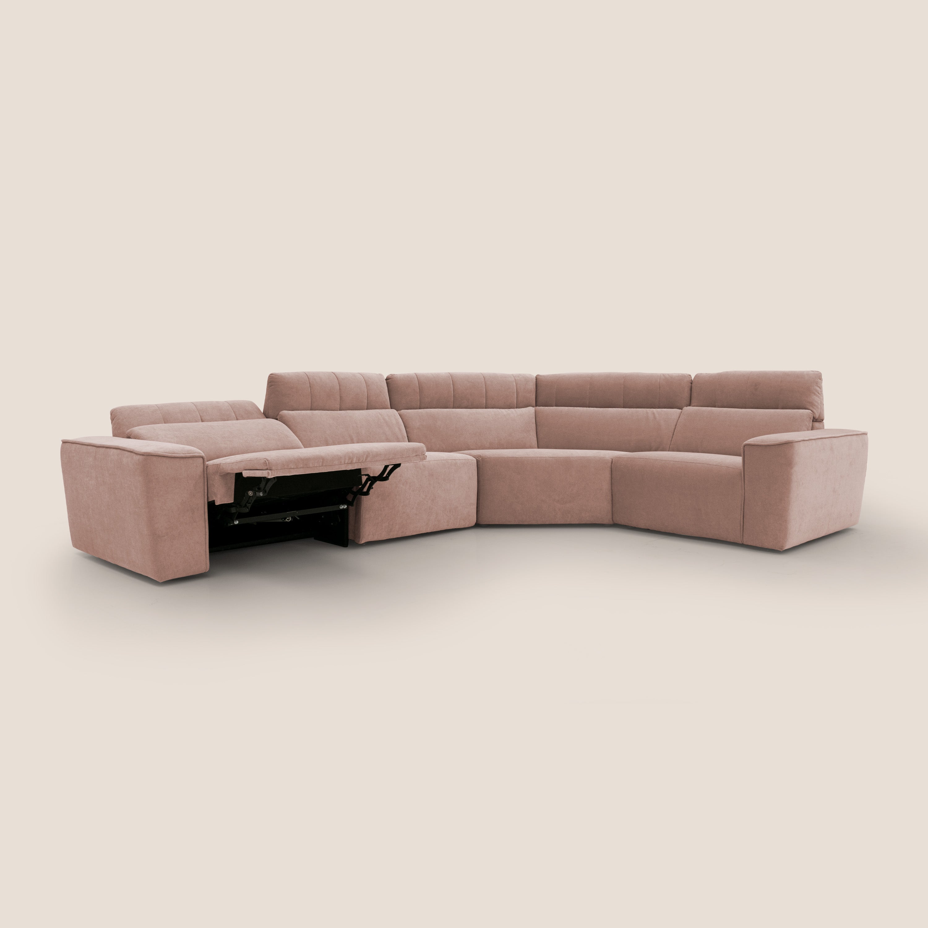 Clark Divano modulare angolare REVERSIBILE con opzione relax elettrico in tessuto smacchiabile impermeabile T17 rosa - divitt.sbs