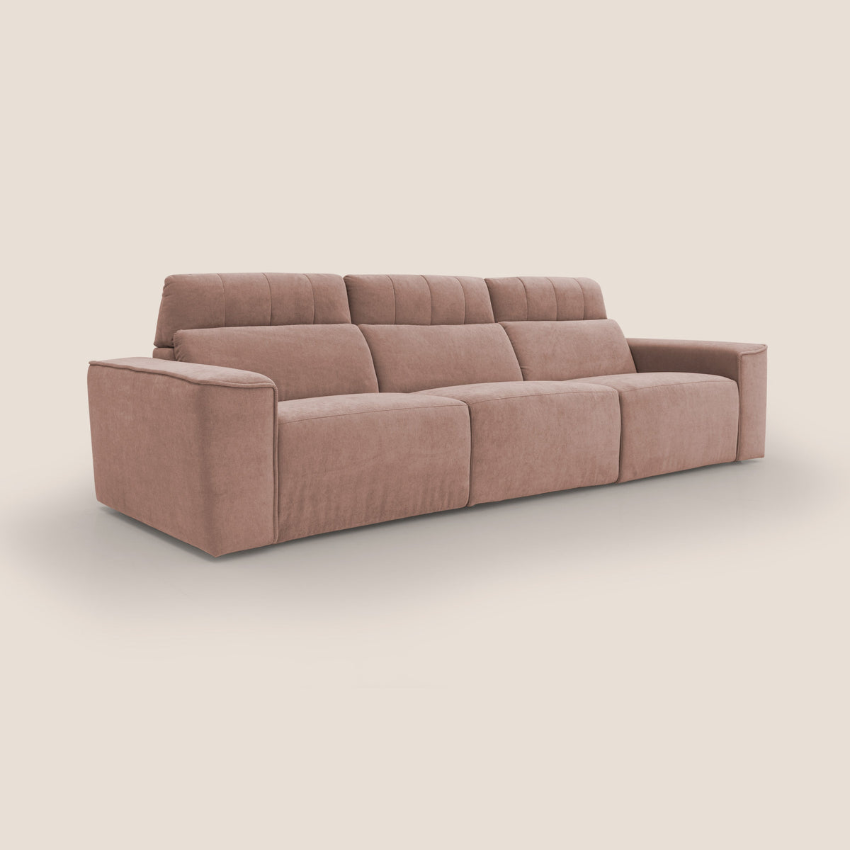 Clark Divano modulare 3 sedute con opzione relax elettrico in tessuto smacchiabile impermeabile T17 rosa - divitt.sbs