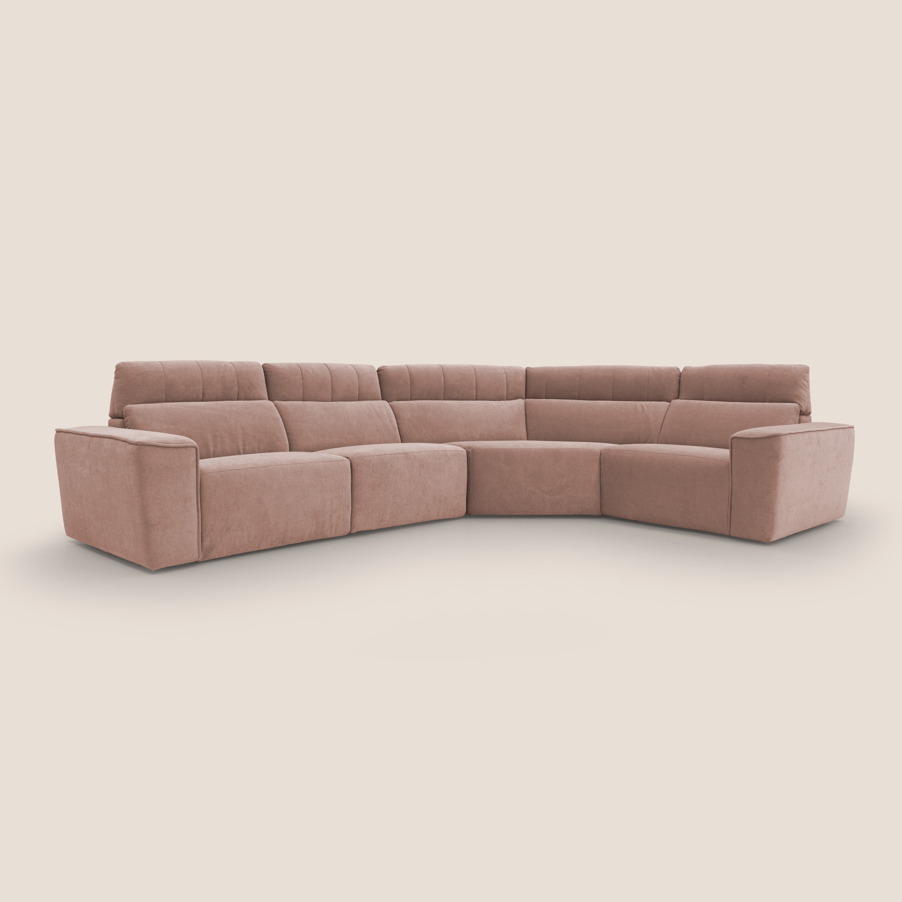 Clark Divano modulare angolare REVERSIBILE con opzione relax elettrico in tessuto smacchiabile impermeabile T17 rosa - divitt.sbs