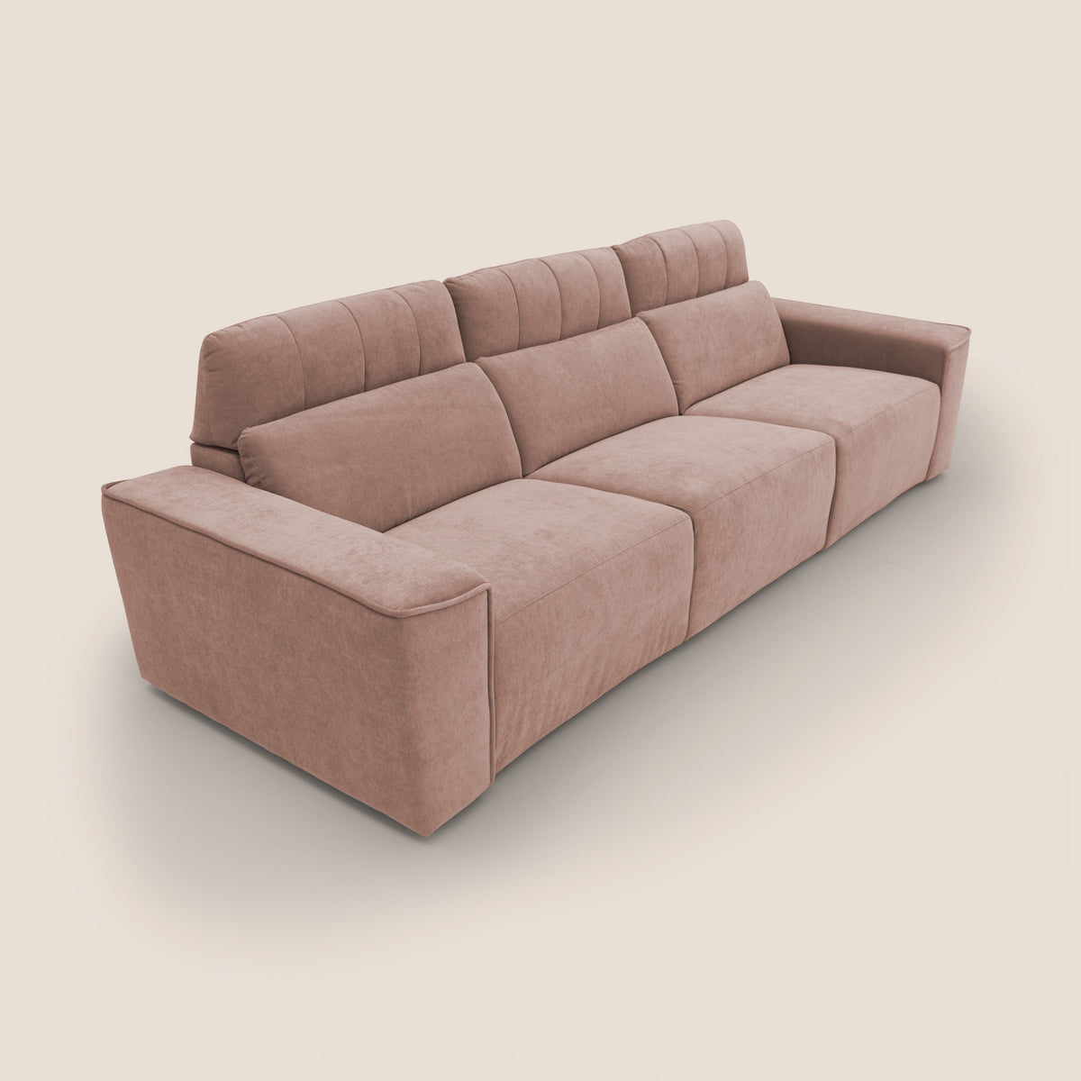 Clark Divano modulare 3 sedute con opzione relax elettrico in tessuto smacchiabile impermeabile T17 rosa - divitt.sbs