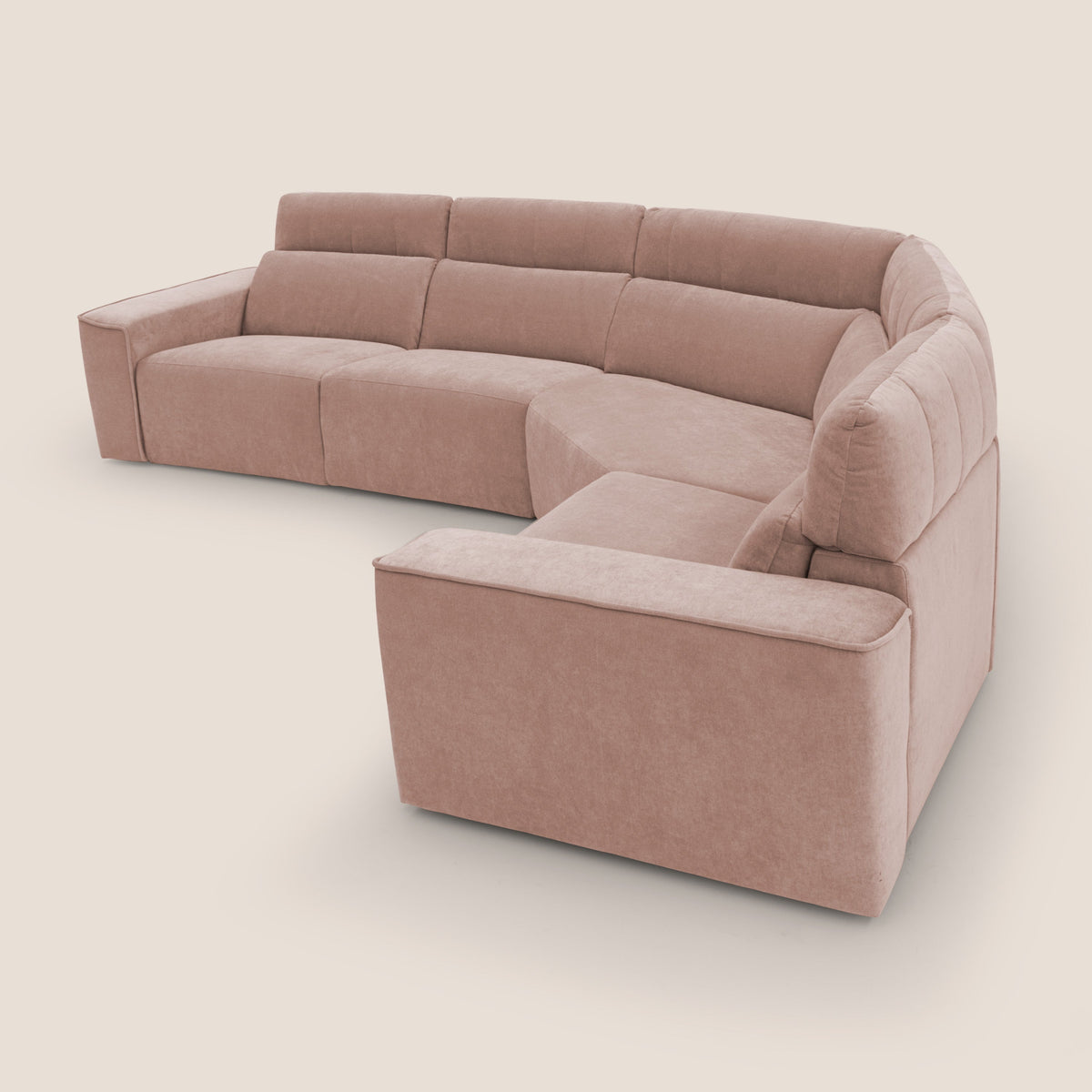 Clark Divano modulare angolare REVERSIBILE con opzione relax elettrico in tessuto smacchiabile impermeabile T17 rosa - divitt.sbs