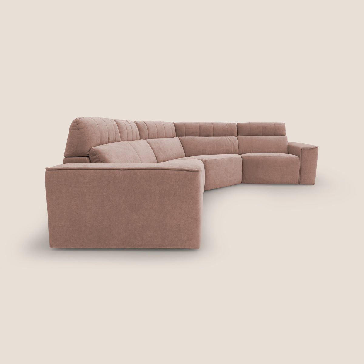 Clark Divano modulare angolare REVERSIBILE con opzione relax elettrico in tessuto smacchiabile impermeabile T17 rosa - divitt.sbs