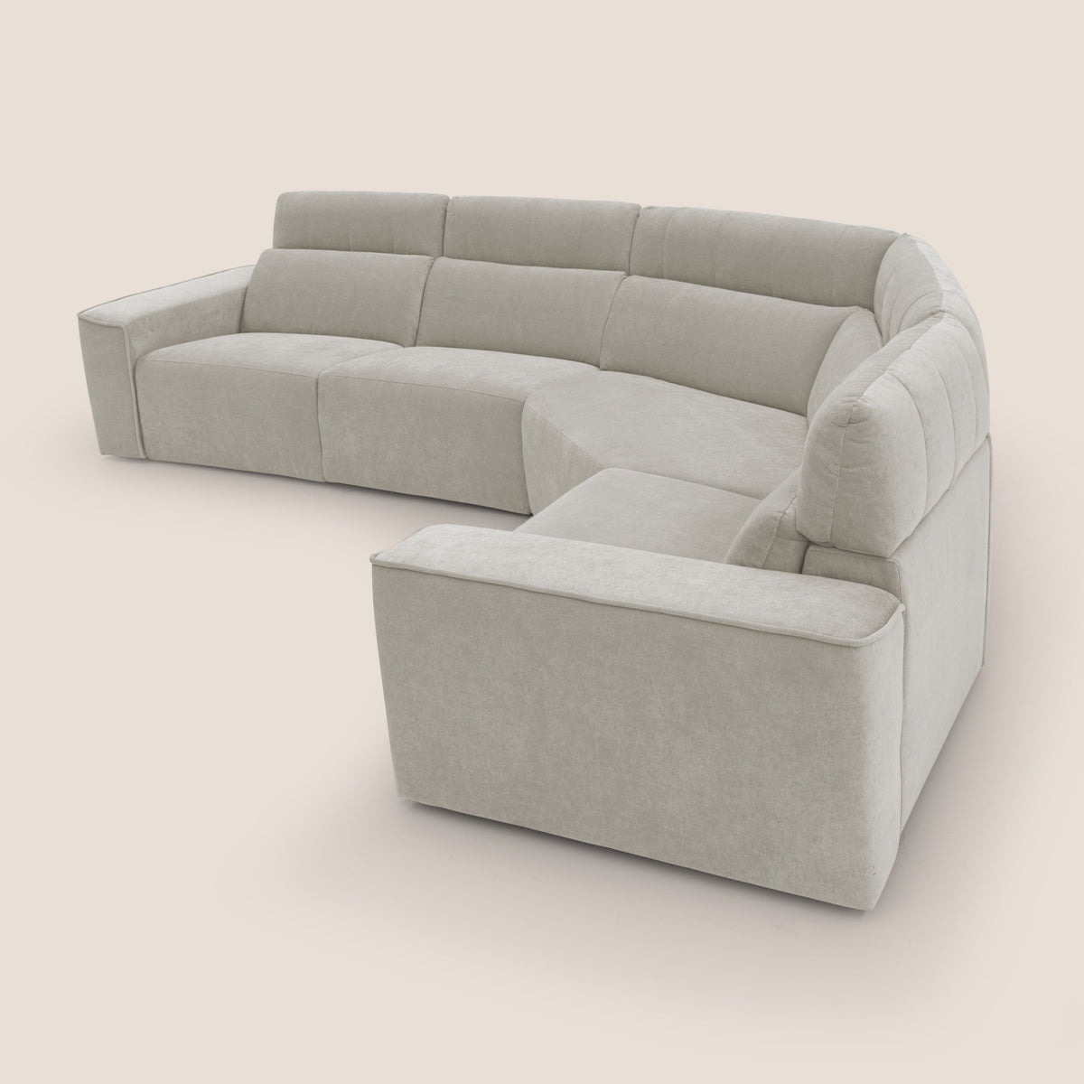 Clark Divano modulare angolare REVERSIBILE con opzione relax elettrico in tessuto smacchiabile impermeabile T17 panna - divitt.sbs