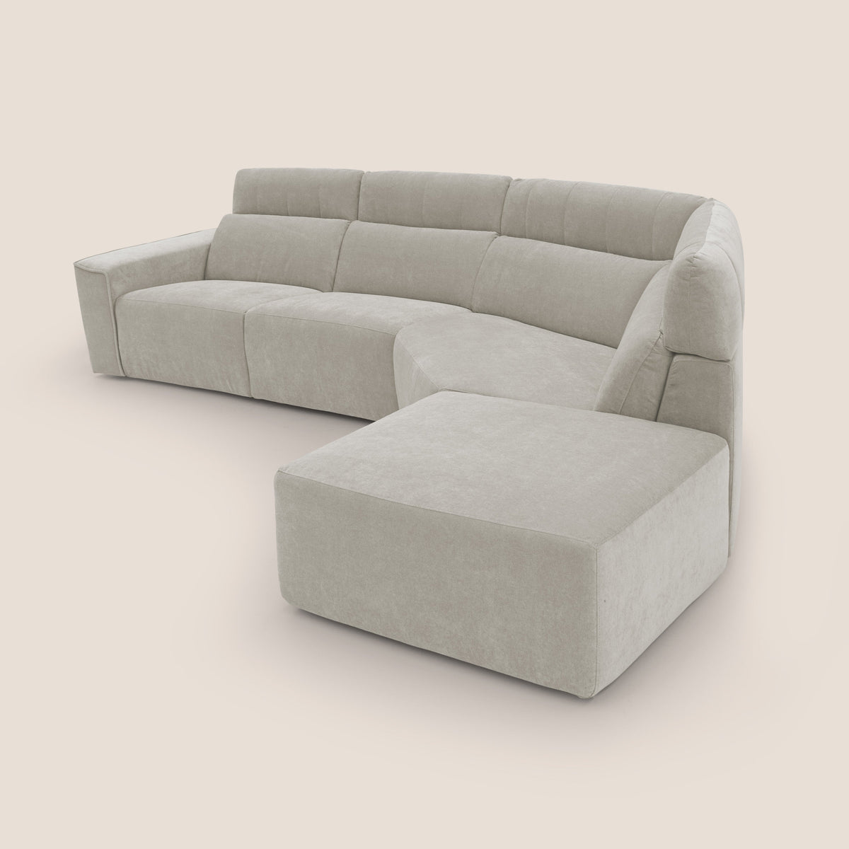 Clark Divano angolare con opzione relax elettrico in tessuto smacchiabile impermeabile T17 panna - divitt.sbs