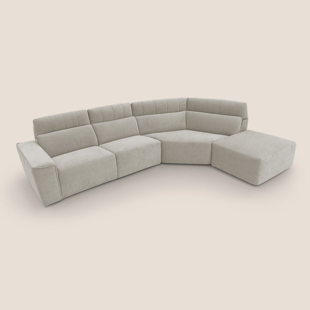 Clark Divano angolare con opzione relax elettrico in tessuto smacchiabile impermeabile T17 panna - divitt.sbs