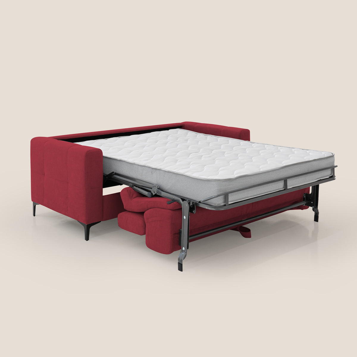 Gardenia divano letto materasso alto 18 cm con poggiatesta reclinabili e rivestimento impermeabile T02 rosso - divitt.sbs