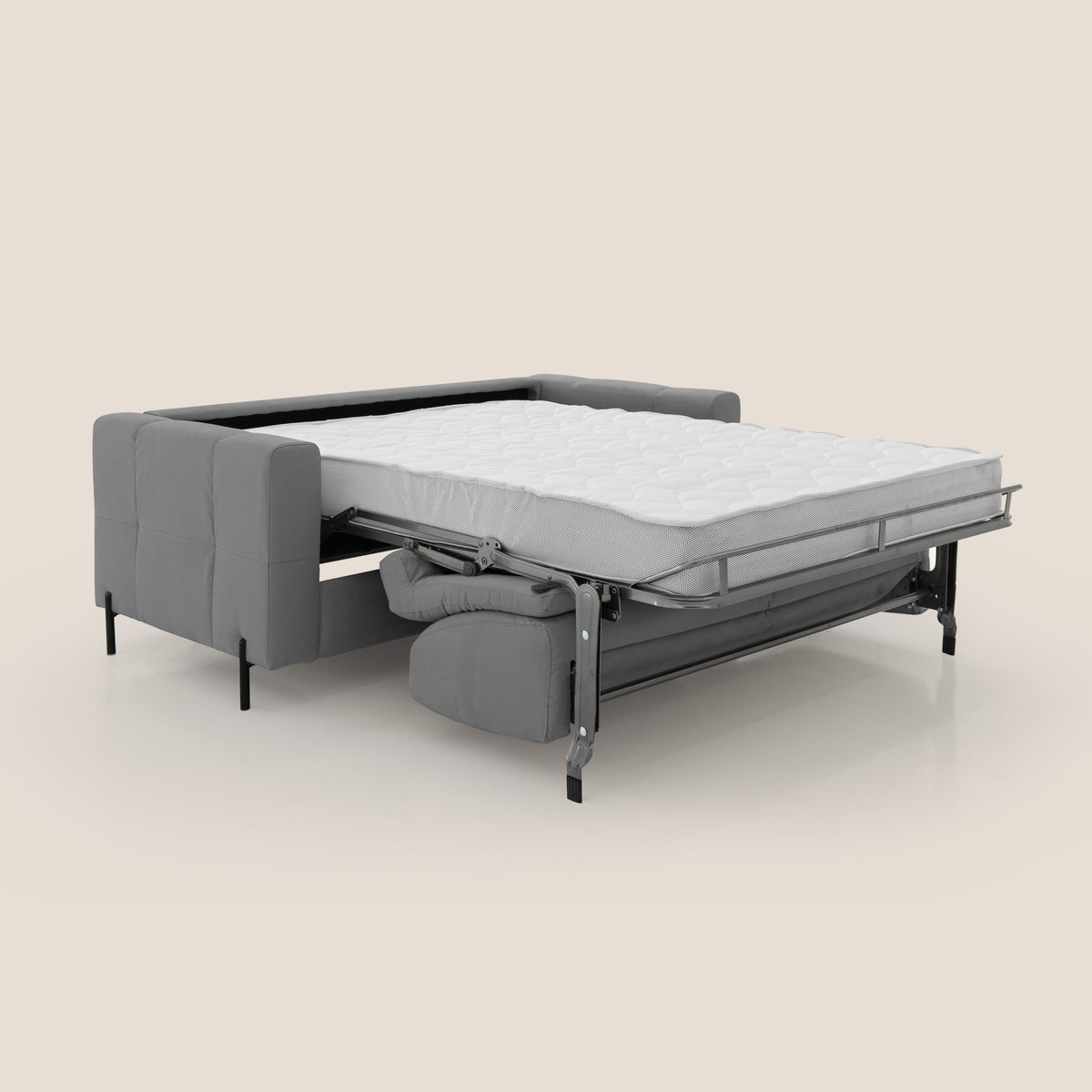 Ortensia divano letto materasso H18 cm con piedi alti in elegante microfibra smacchiabile T11 grigio - divitt.sbs