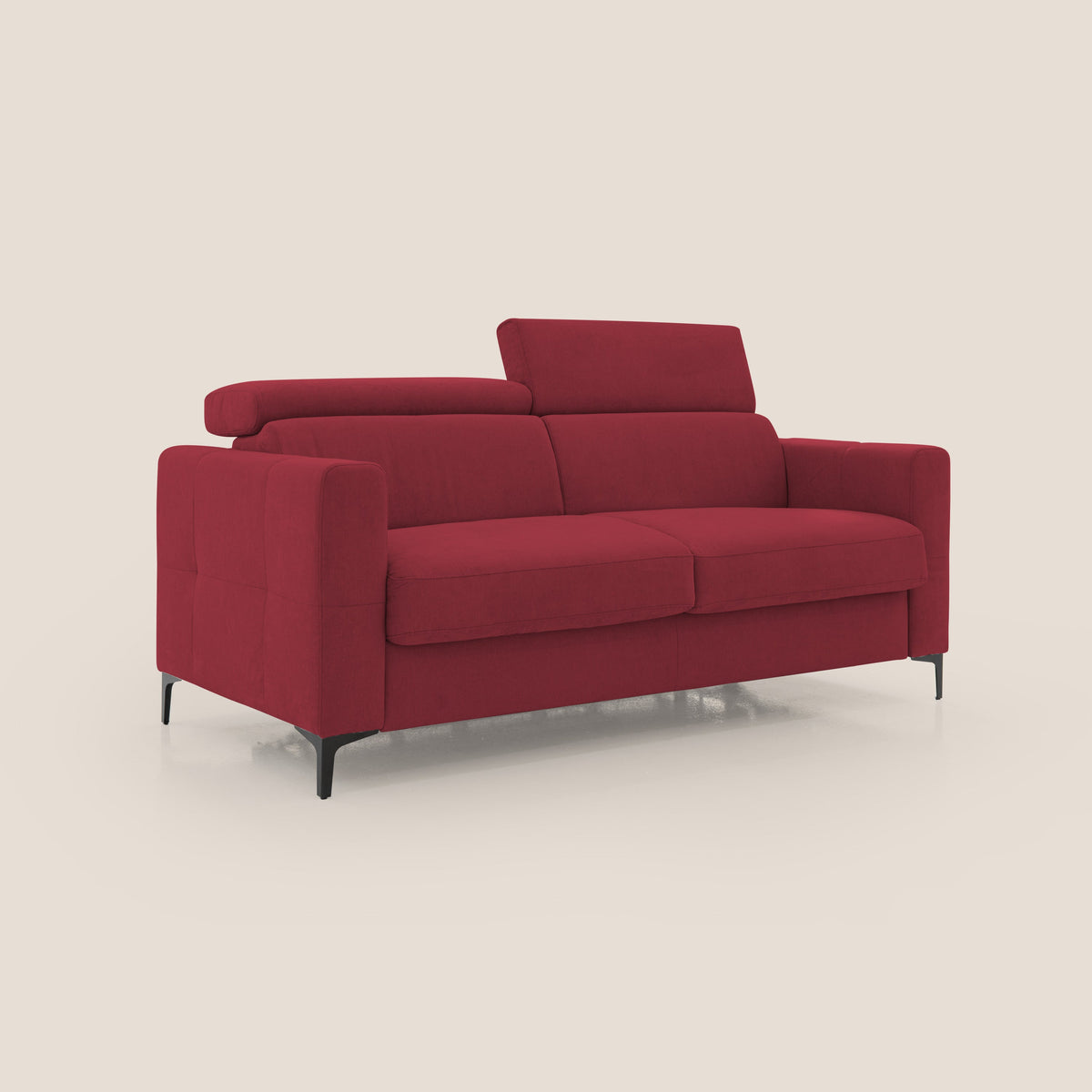 Gardenia divano letto materasso alto 18 cm con poggiatesta reclinabili e rivestimento impermeabile T02 rosso - divitt.sbs