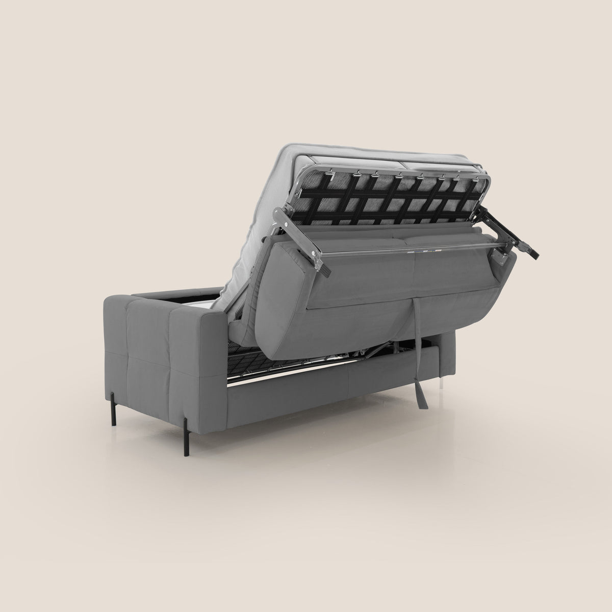 Ortensia divano letto materasso H18 cm con piedi alti in elegante microfibra smacchiabile T11 grigio - divitt.sbs