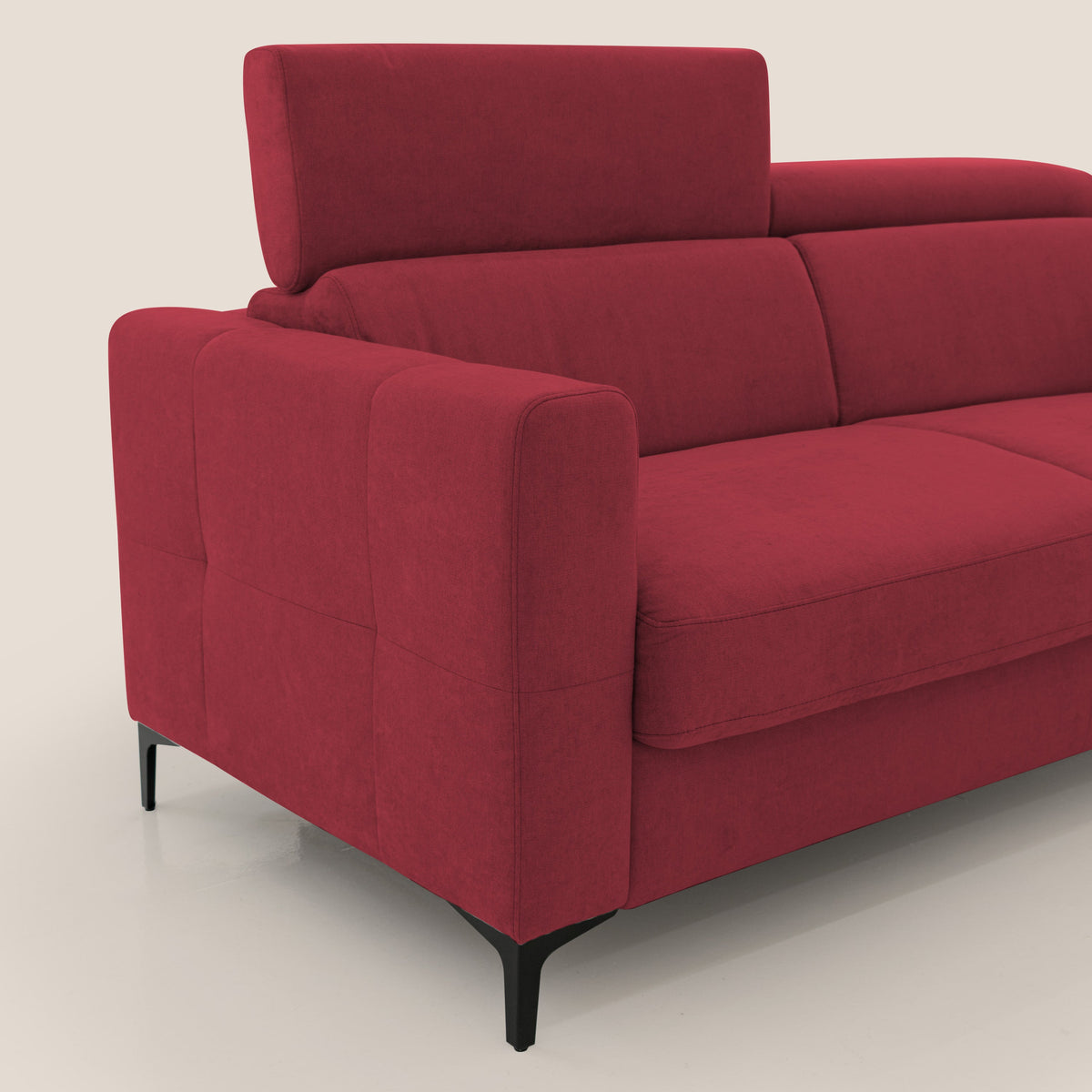 Gardenia divano letto materasso alto 18 cm con poggiatesta reclinabili e rivestimento impermeabile T02 rosso - divitt.sbs