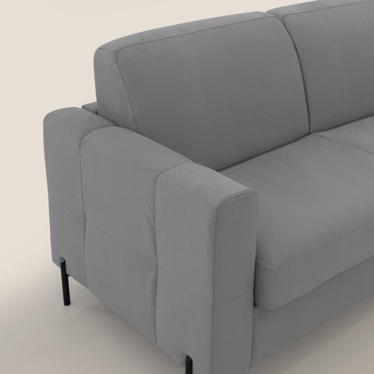 Ortensia divano letto materasso H18 cm con piedi alti in elegante microfibra smacchiabile T11 grigio - divitt.sbs