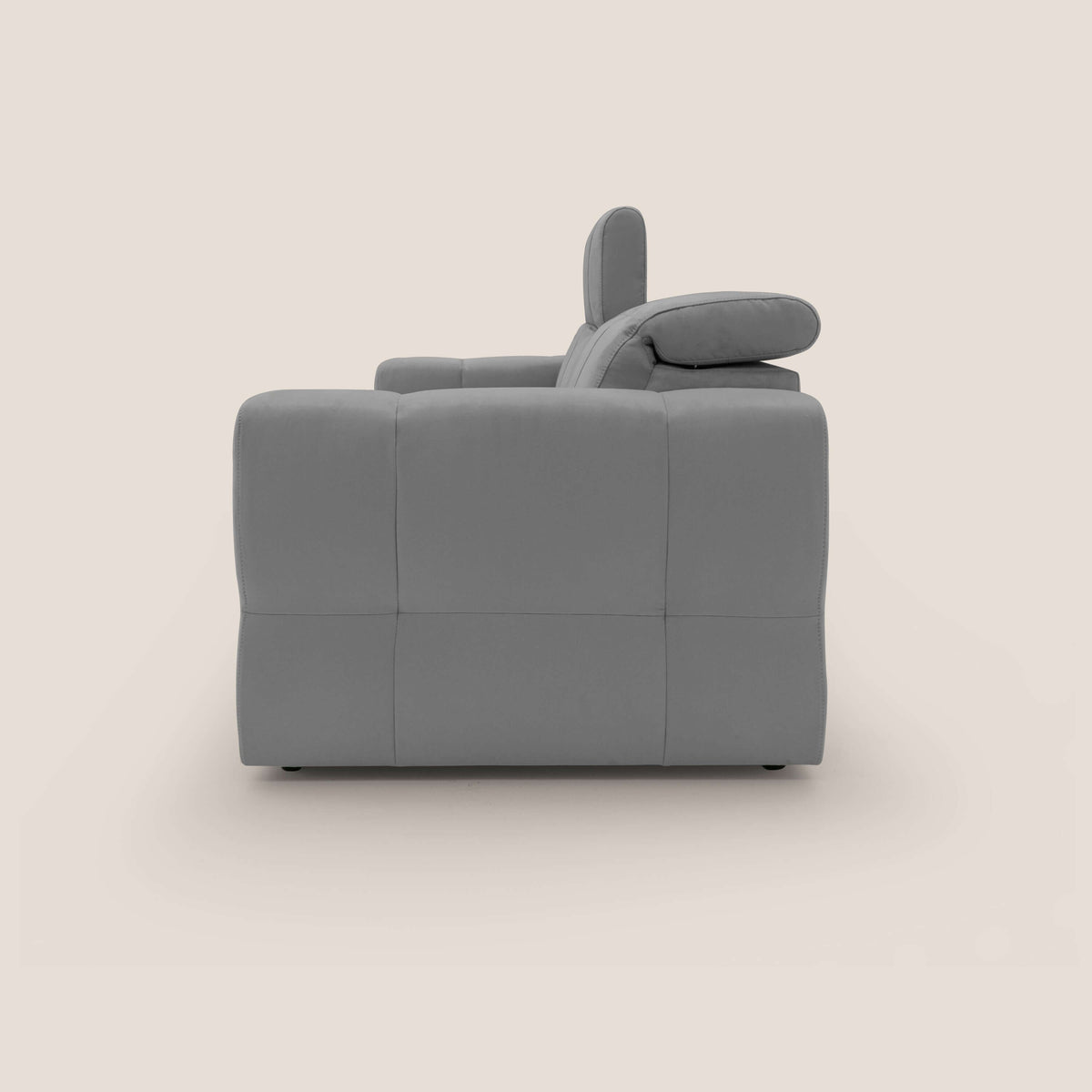 Kronos Divano con pouf estraibile poggiapiedi e poggiatesta reclinabili in morbida microfibra impermeabile T11 grigio - divitt.sbs