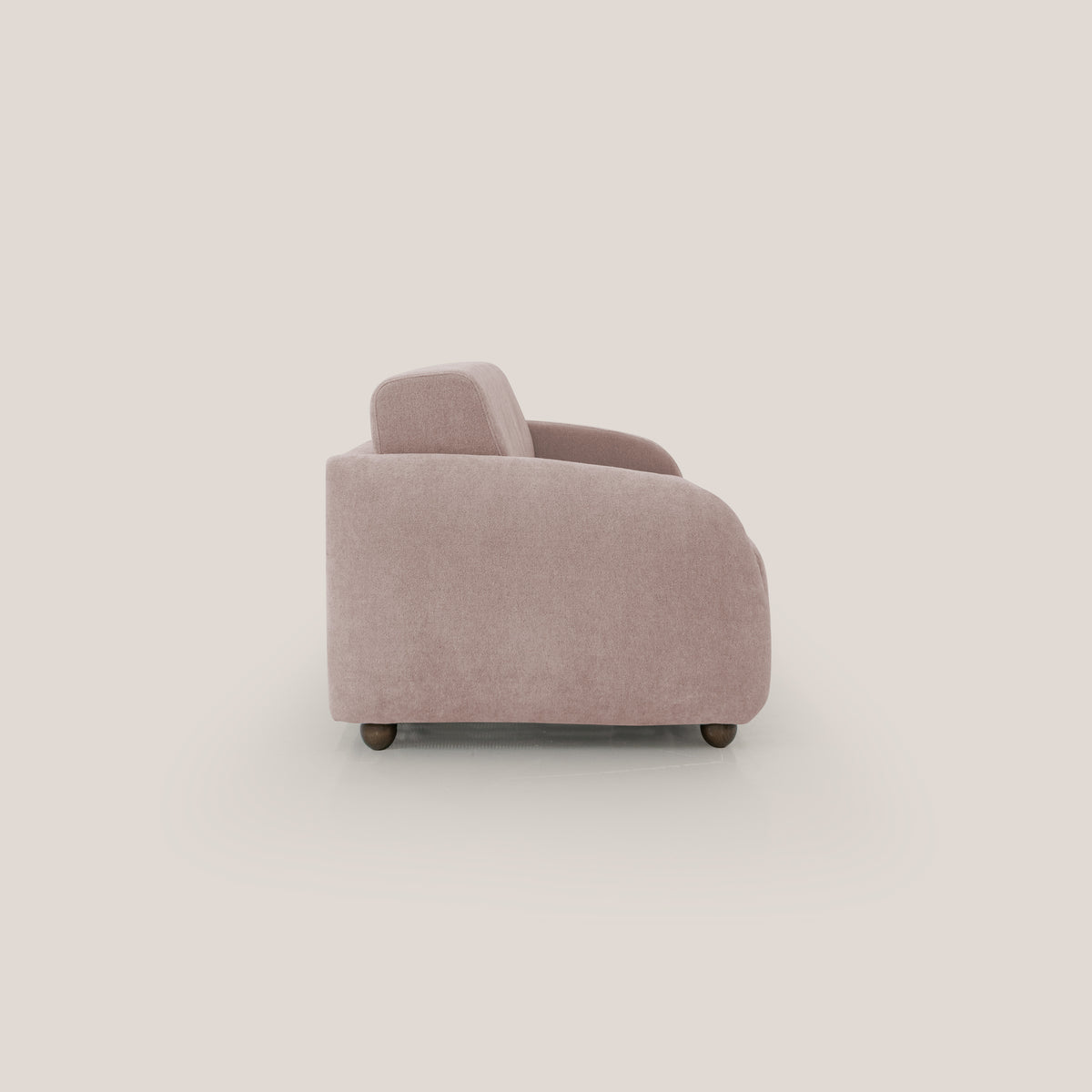Giglio divano letto scandinavo japandi con materasso H18 cm in tessuto Bouclé impermeabile T07 rosa - divitt.sbs