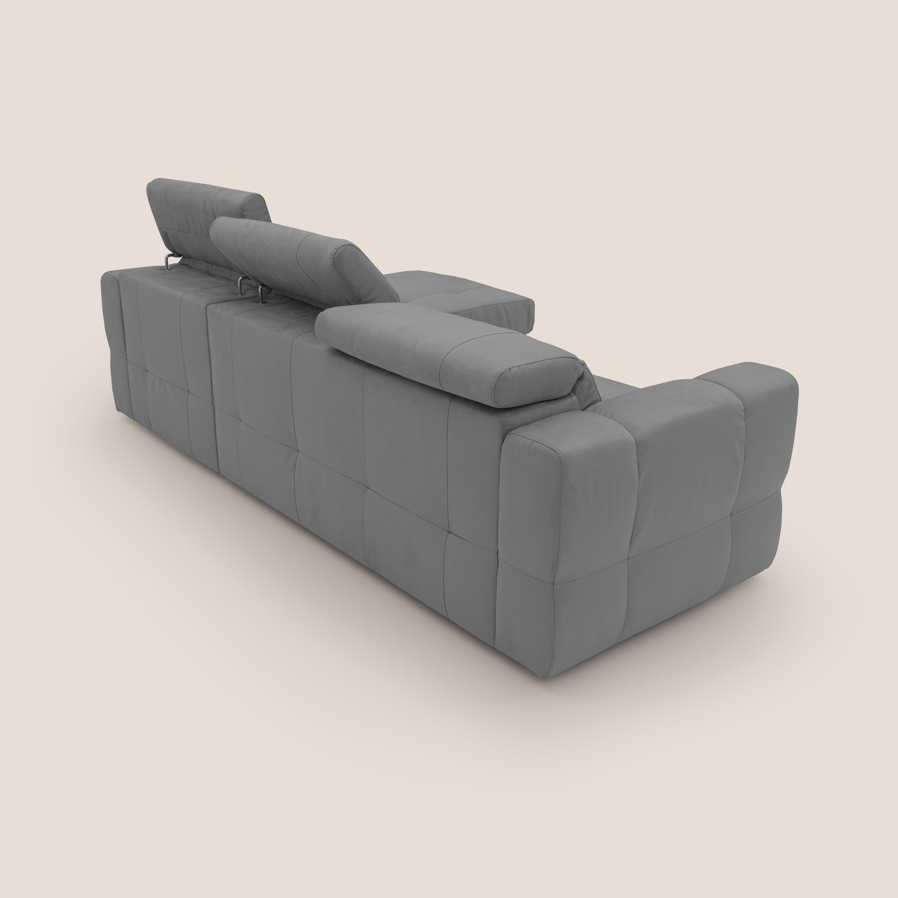 Kronos Divano angolare con pouf estraibile e penisola contenitore in microfibra impermeabile T11 grigio - divitt.sbs