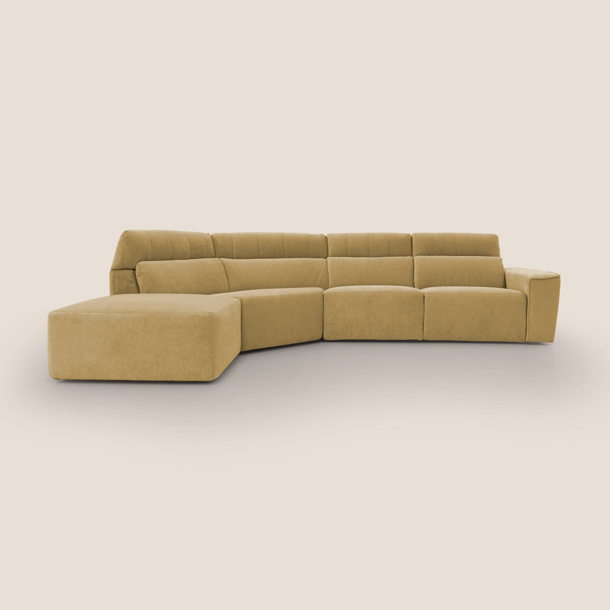 Clark Divano angolare con opzione relax elettrico in tessuto smacchiabile impermeabile T17 giallo - divitt.sbs