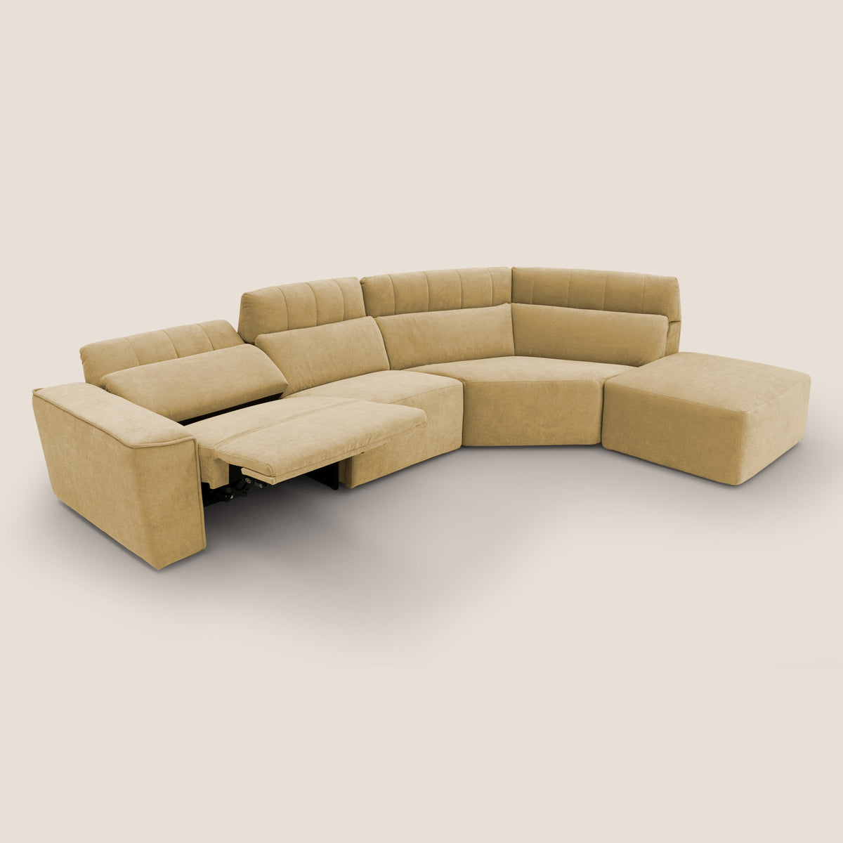 Clark Divano angolare con opzione relax elettrico in tessuto smacchiabile impermeabile T17 giallo - divitt.sbs