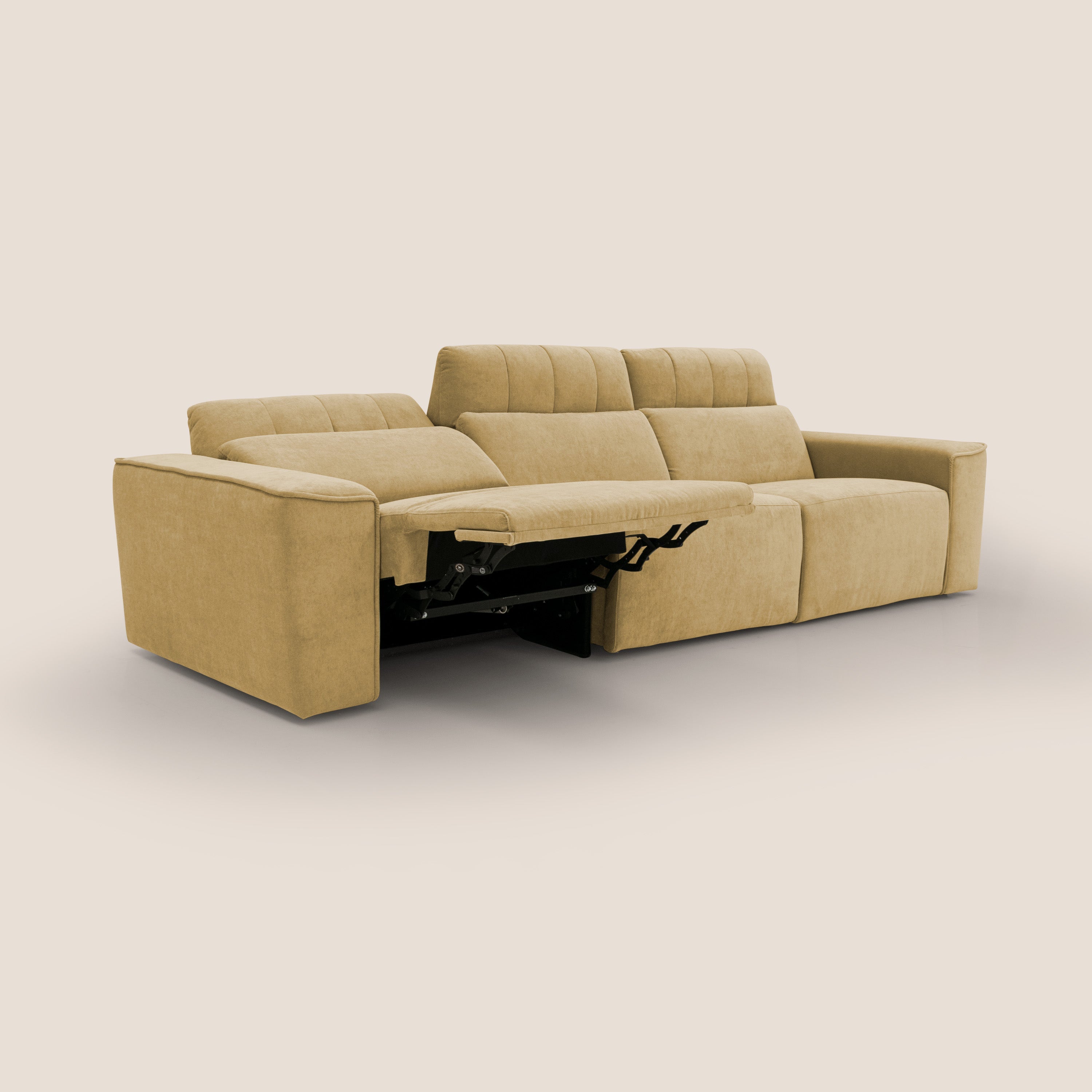 Clark Divano modulare 3 sedute con opzione relax elettrico in tessuto smacchiabile impermeabile T17 giallo - divitt.sbs