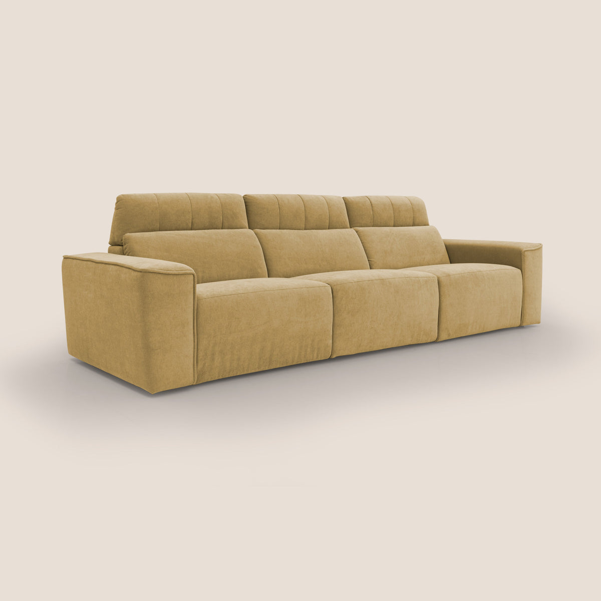 Clark Divano modulare 3 sedute con opzione relax elettrico in tessuto smacchiabile impermeabile T17 giallo - divitt.sbs
