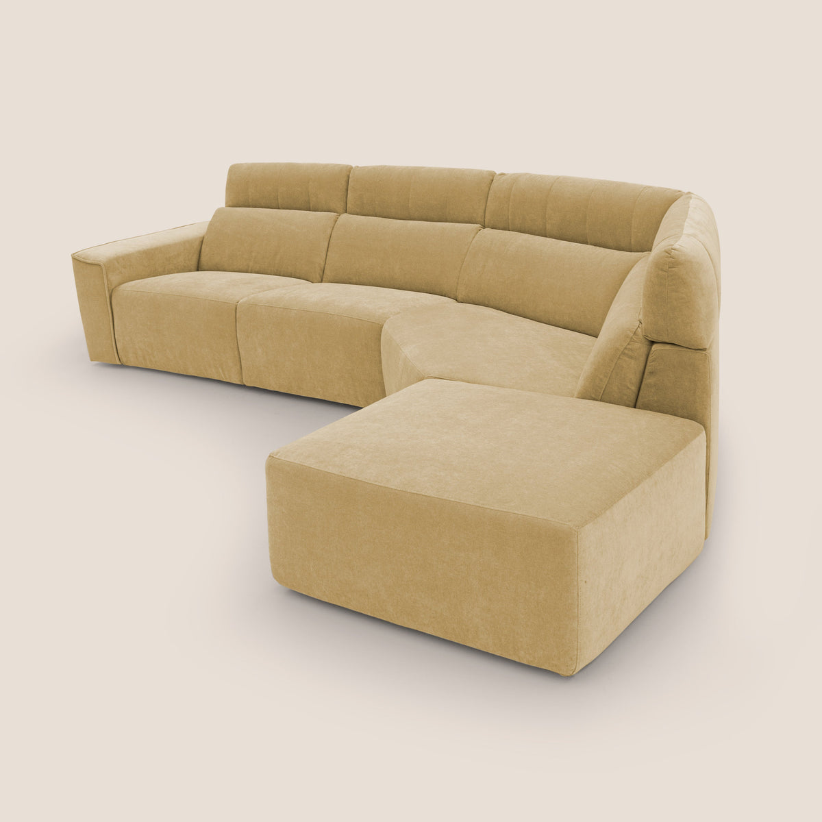 Clark Divano angolare con opzione relax elettrico in tessuto smacchiabile impermeabile T17 giallo - divitt.sbs