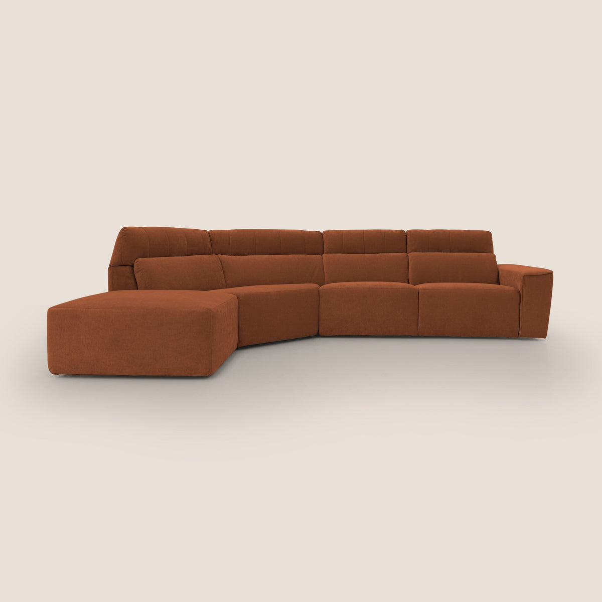 Clark Divano angolare con opzione relax elettrico in tessuto smacchiabile impermeabile T17 arancio - divitt.sbs